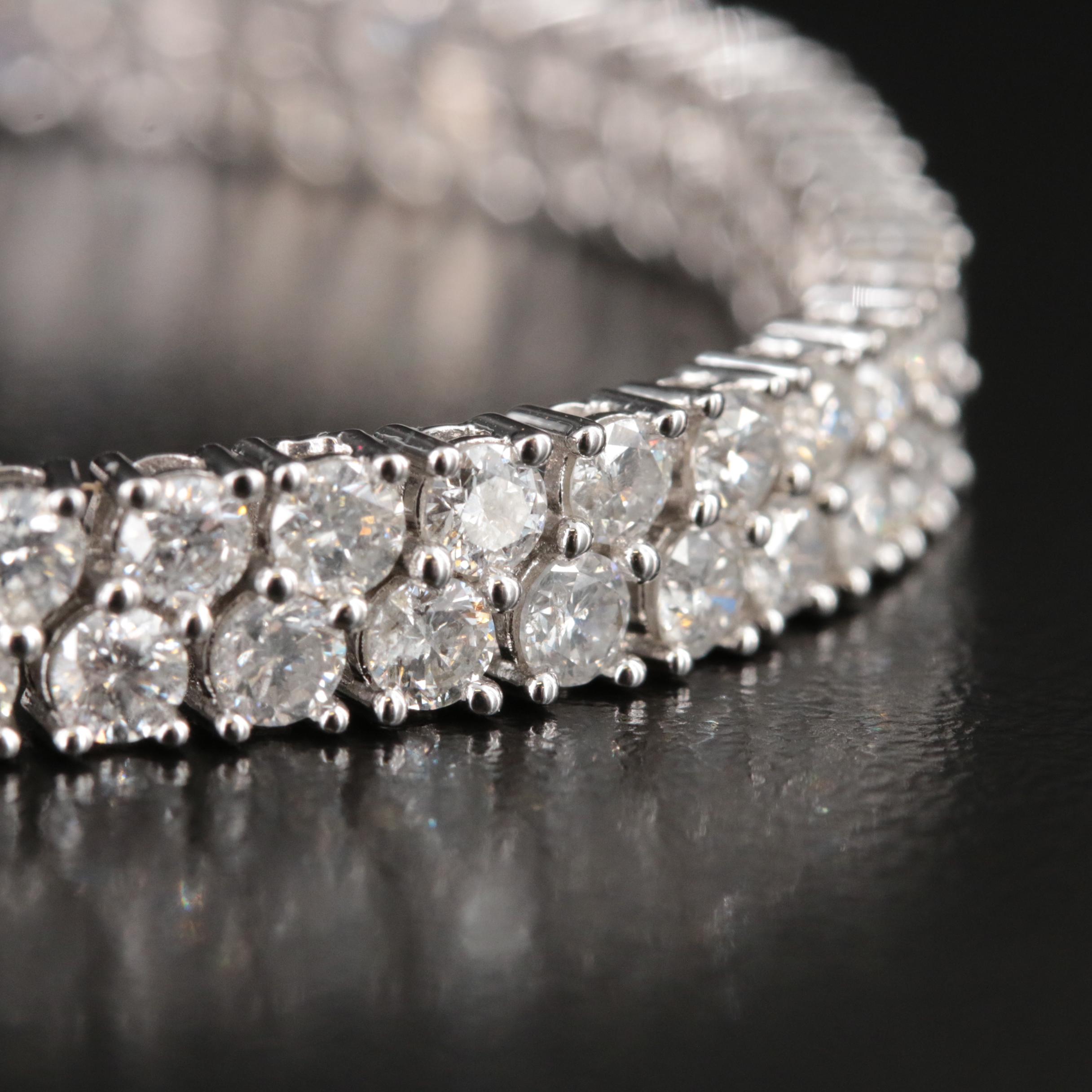 14K 10.20 CTW Diamond Double Row Bracelet