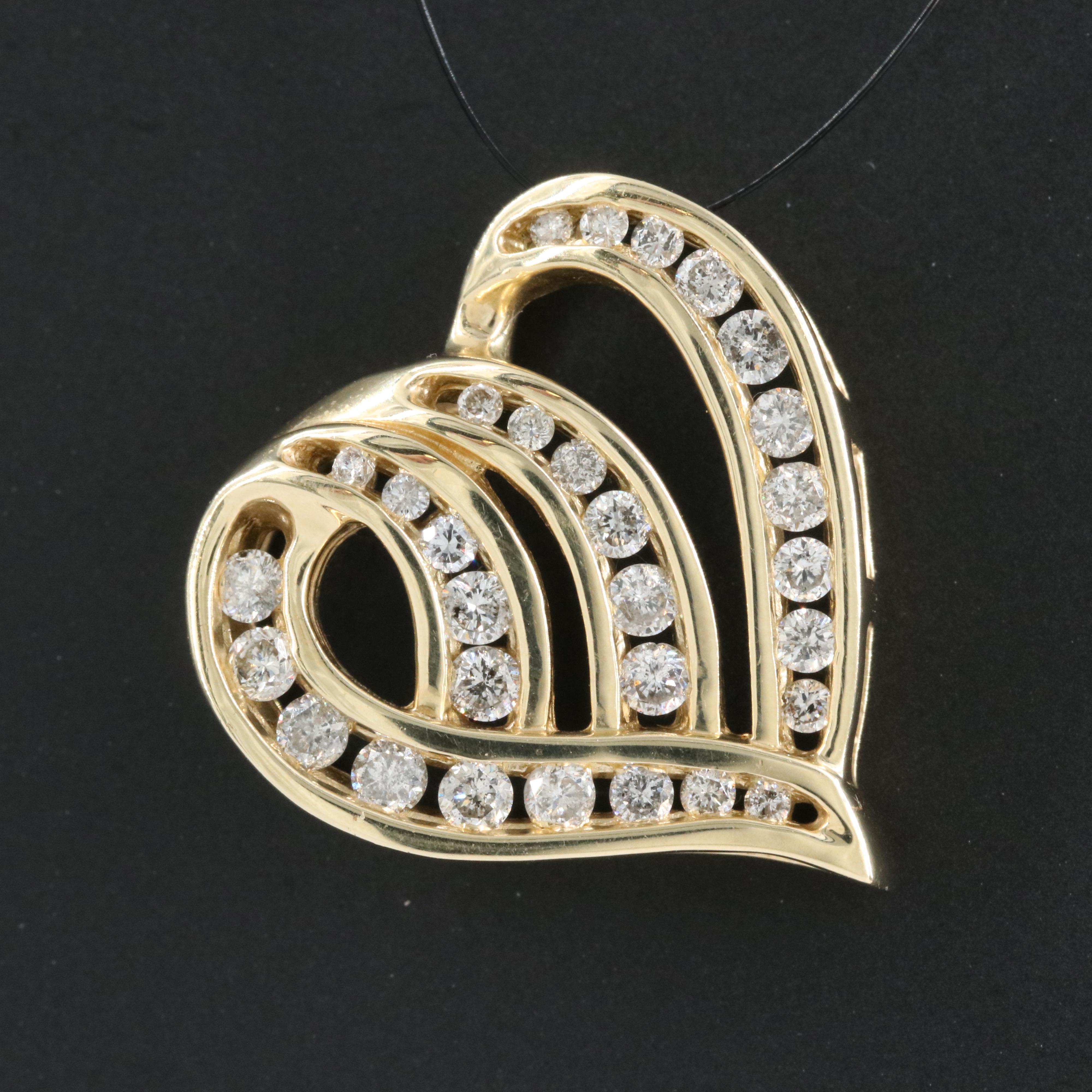 14K Diamond Heart Pendant