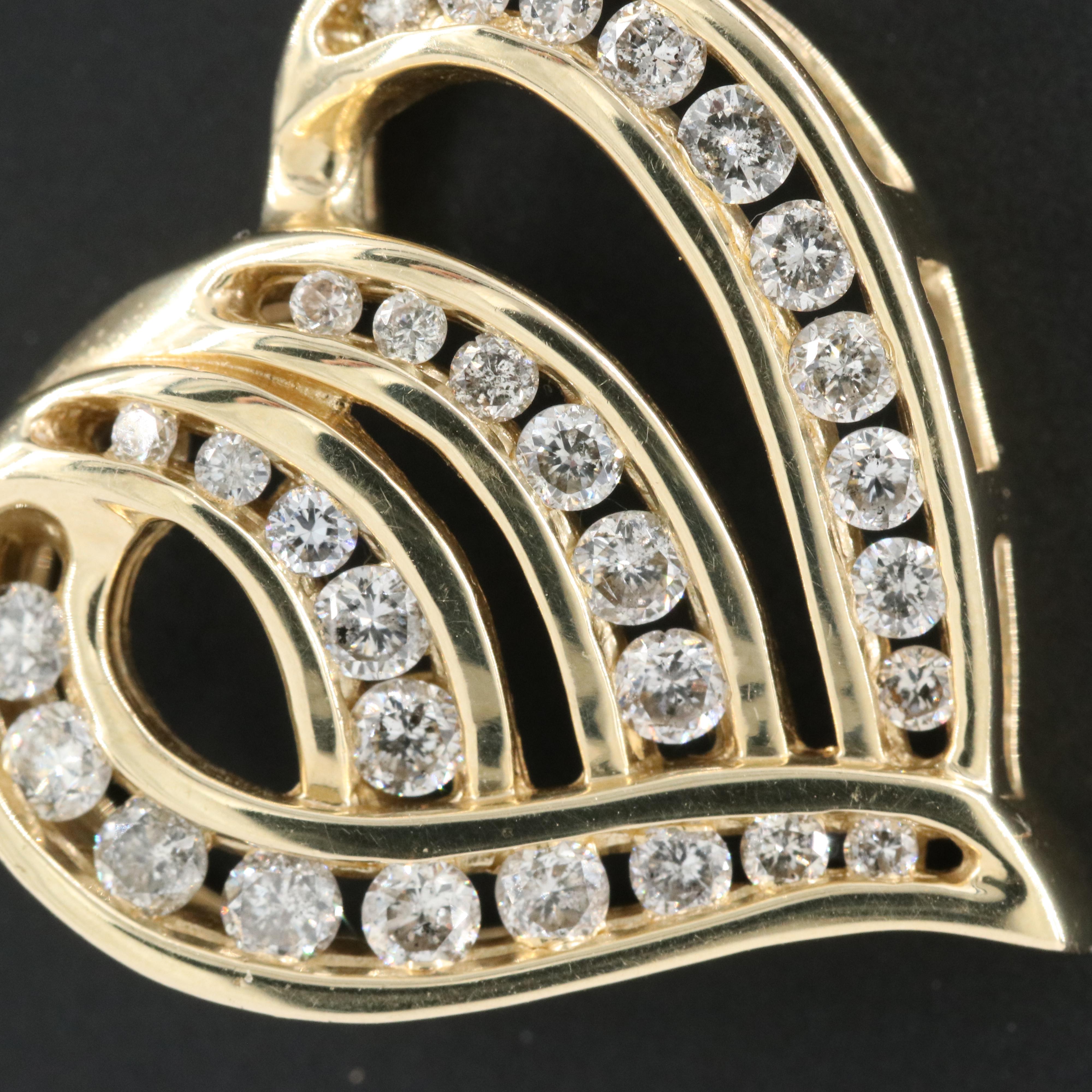 14K Diamond Heart Pendant