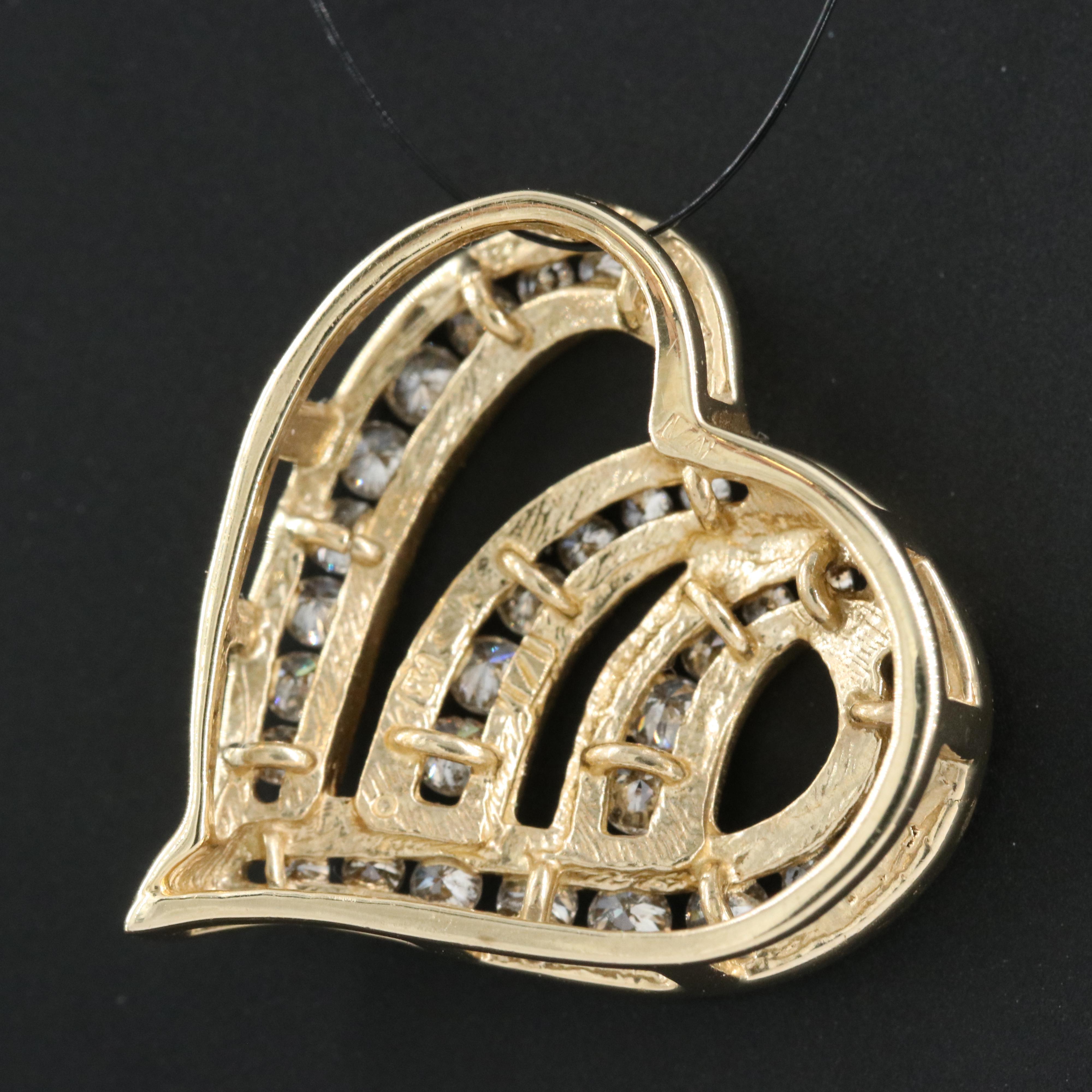 14K Diamond Heart Pendant