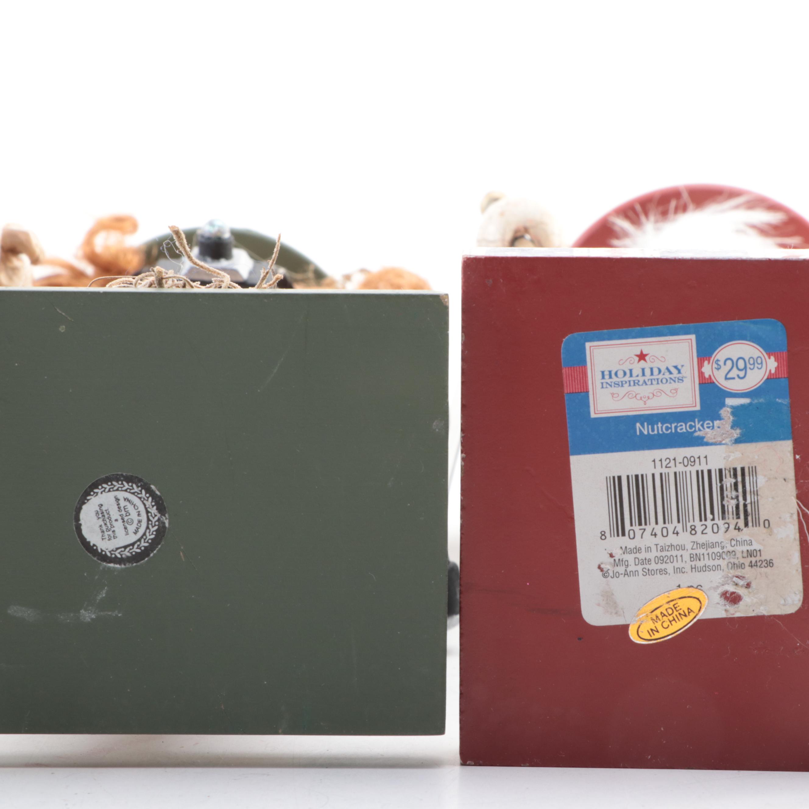 Terry's Village Fisherman,  Fourth of July, Bird Watcher, Military Nutcrackers