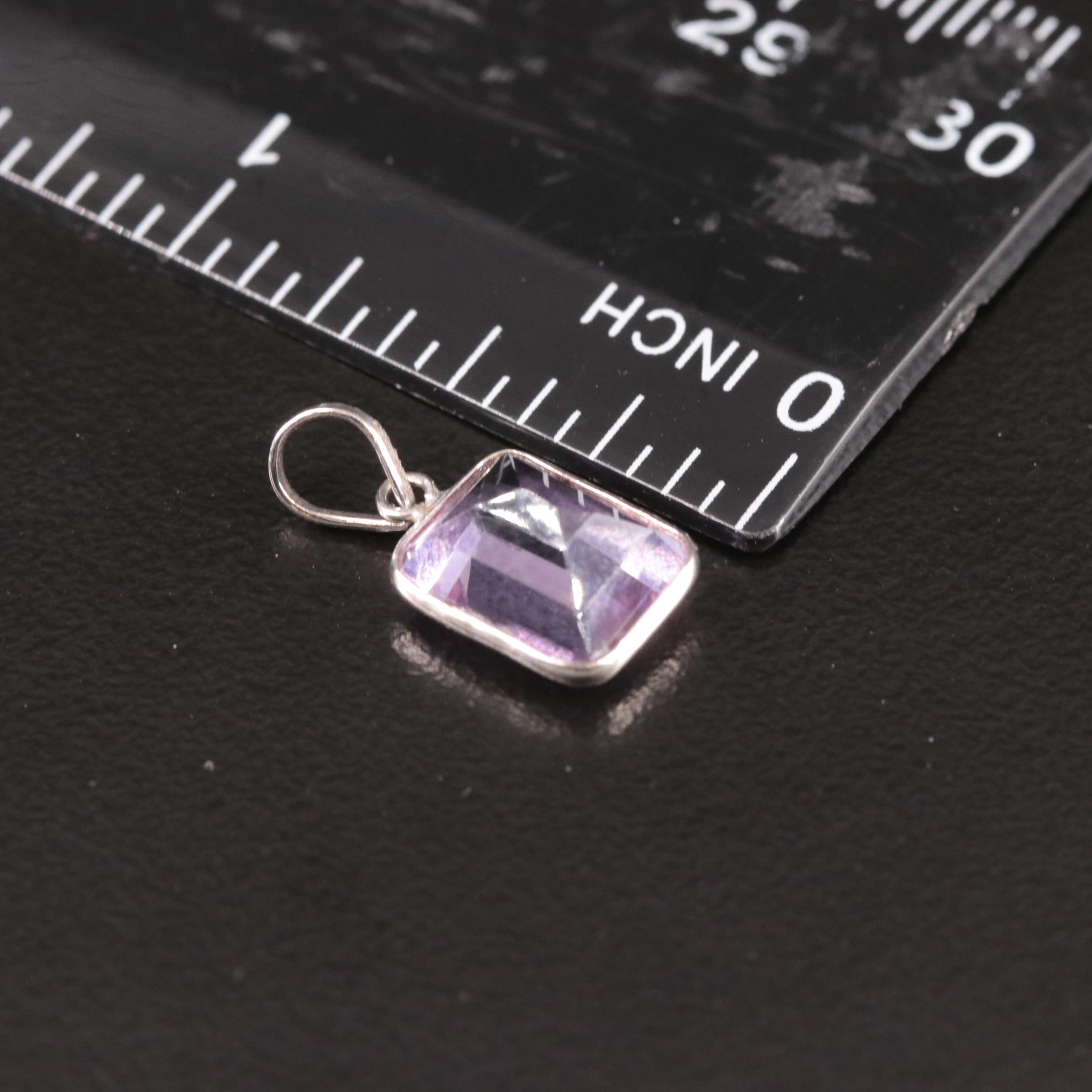 14K Rectangular Amethyst Pendant