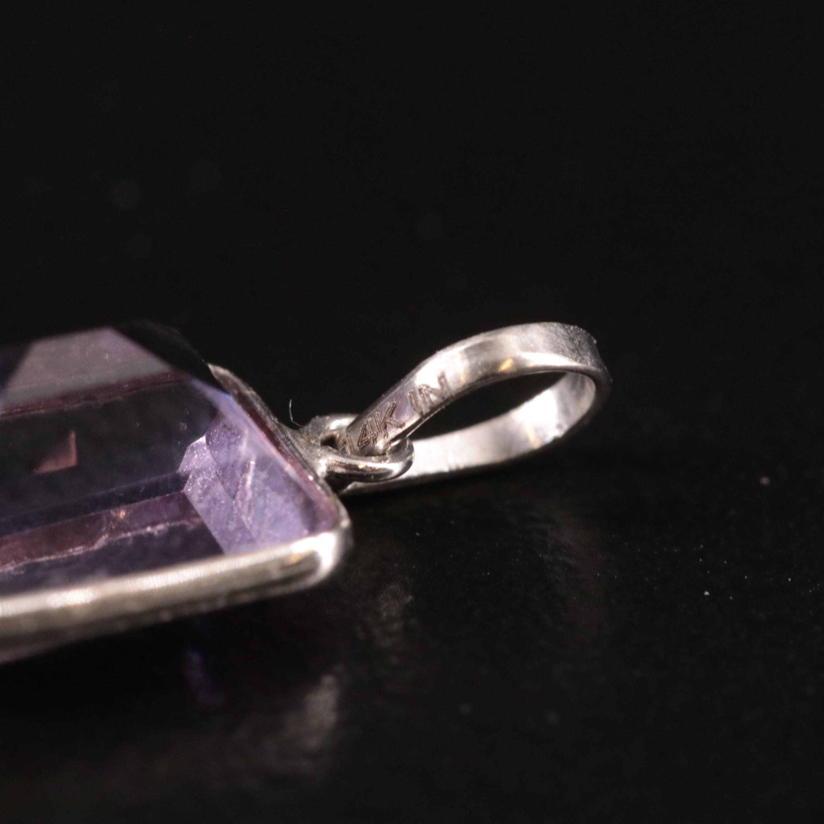 14K Rectangular Amethyst Pendant