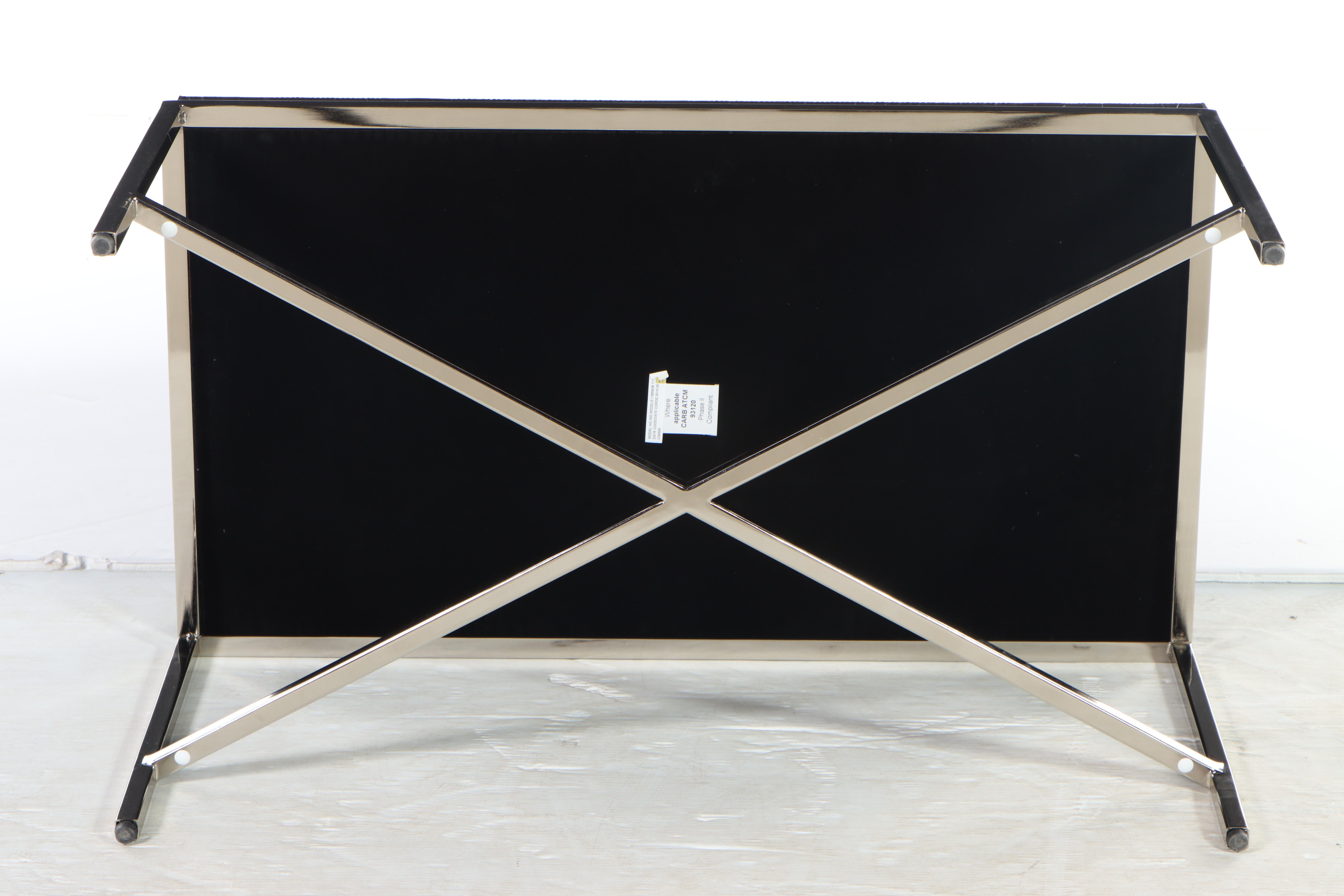 Ethan Allen Faux Alligator and Chrome Tray-Top Cocktail Table