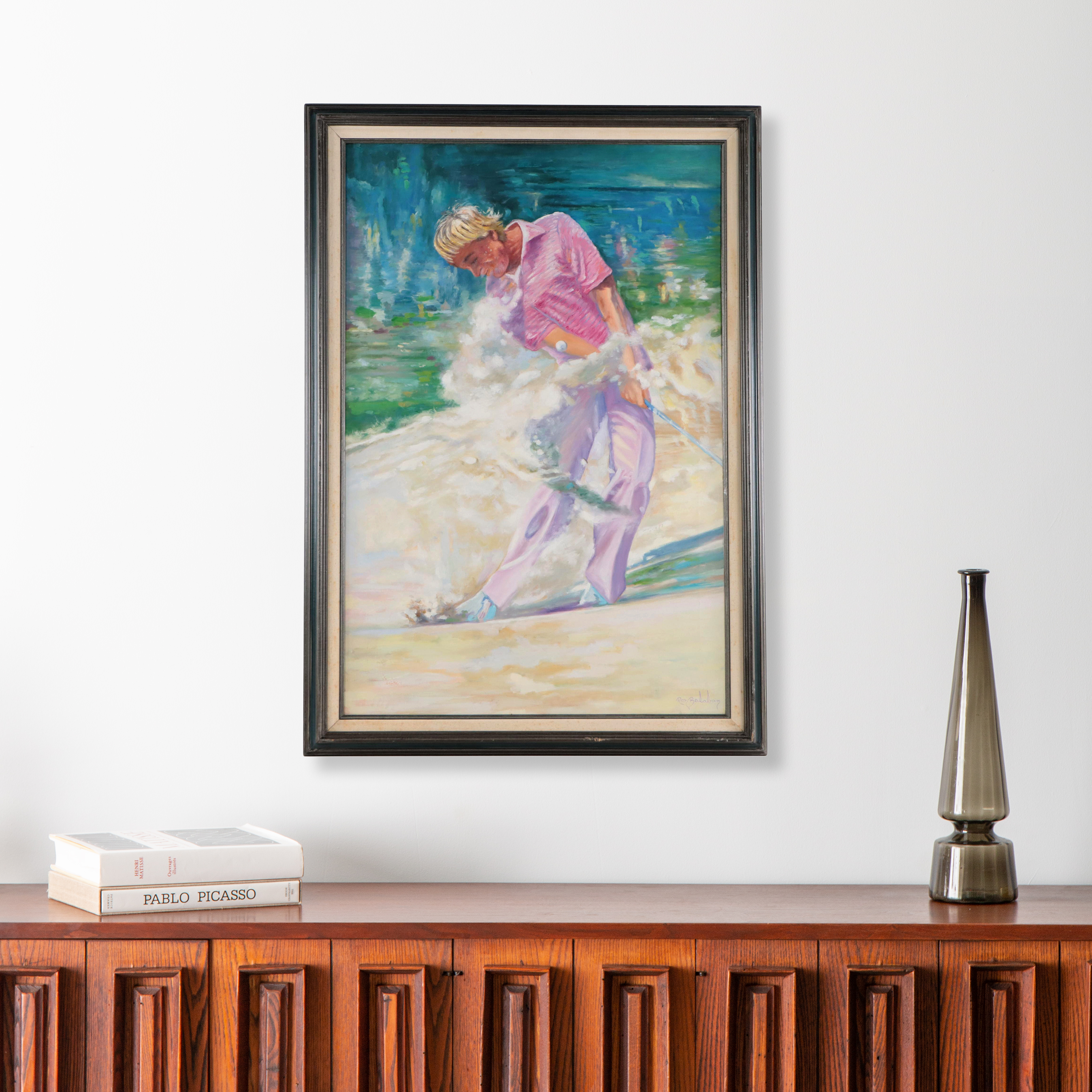 Ron Balaban Oil Painting of a Golfer, Late 20th Century