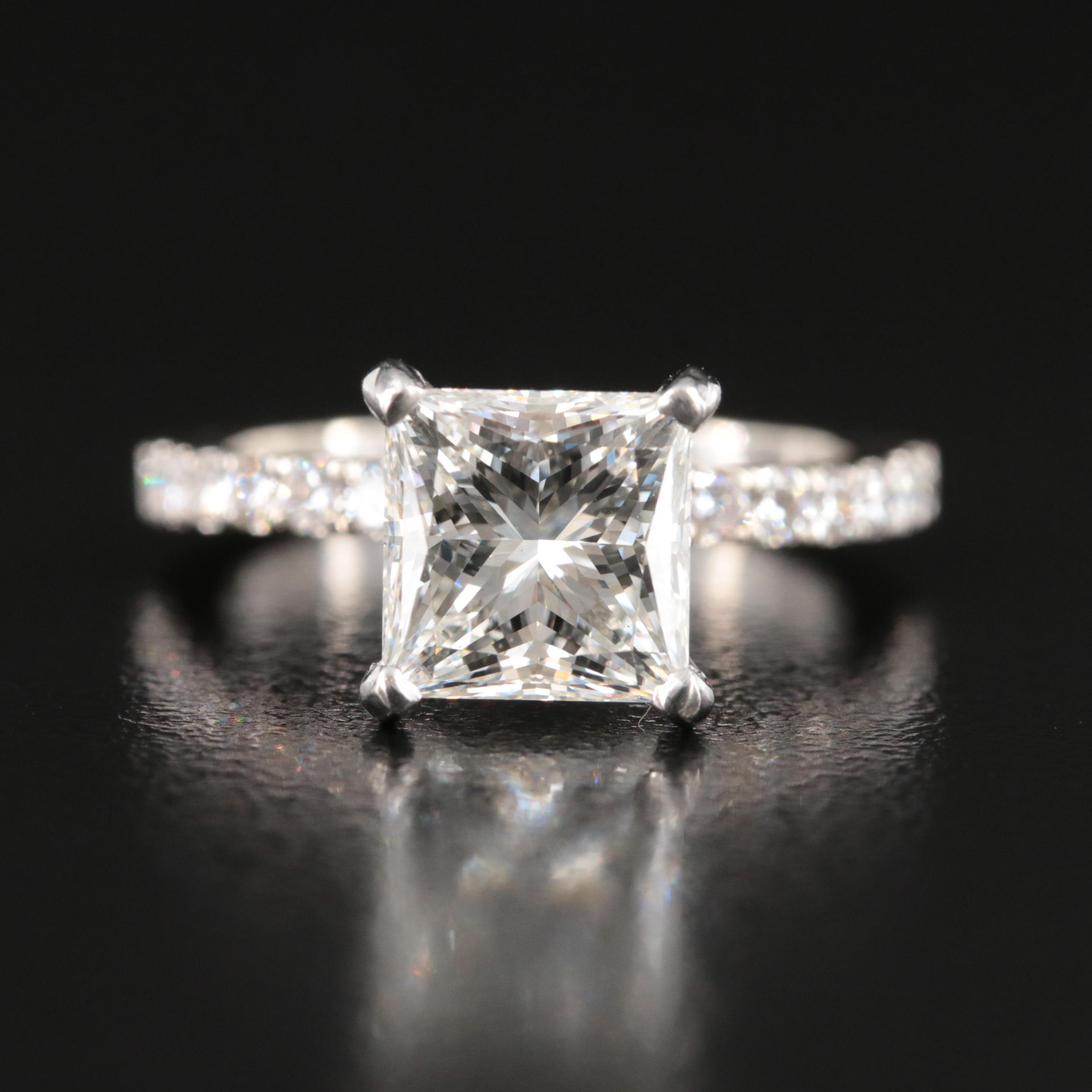 14K 3.12 CTW Lab Grown Diamond Ring with Platinum Head and IGI Report