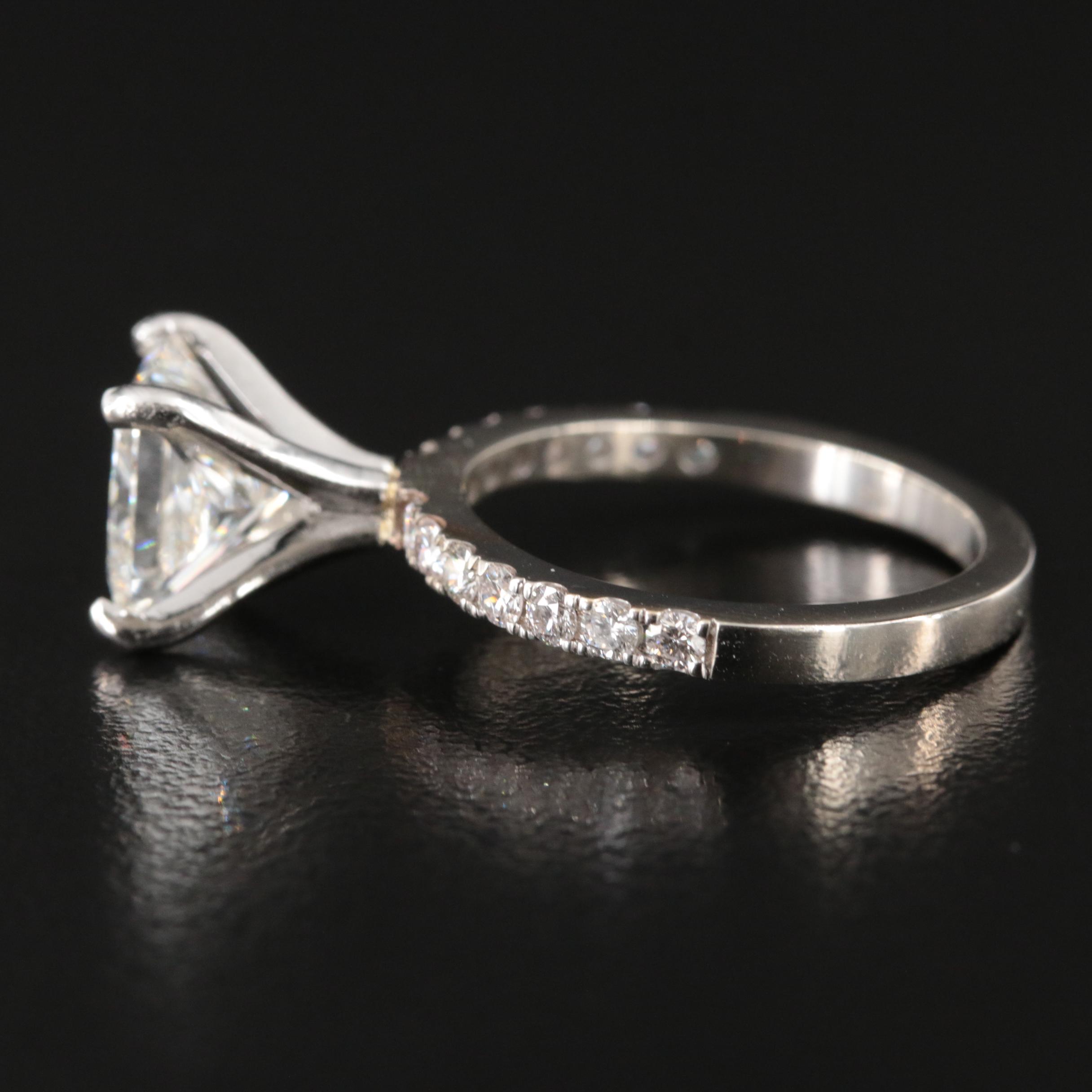 14K 3.12 CTW Lab Grown Diamond Ring with Platinum Head and IGI Report