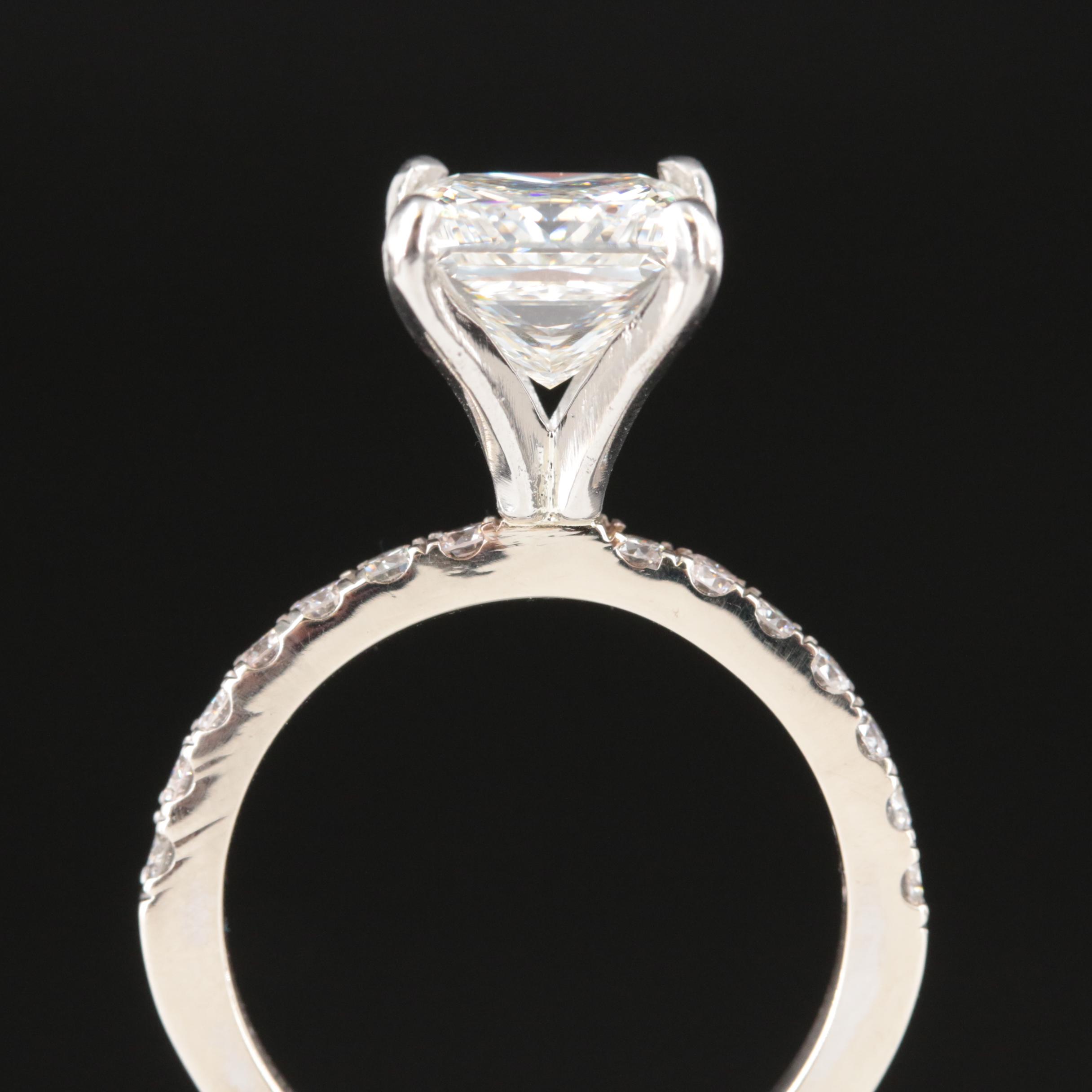 14K 3.12 CTW Lab Grown Diamond Ring with Platinum Head and IGI Report
