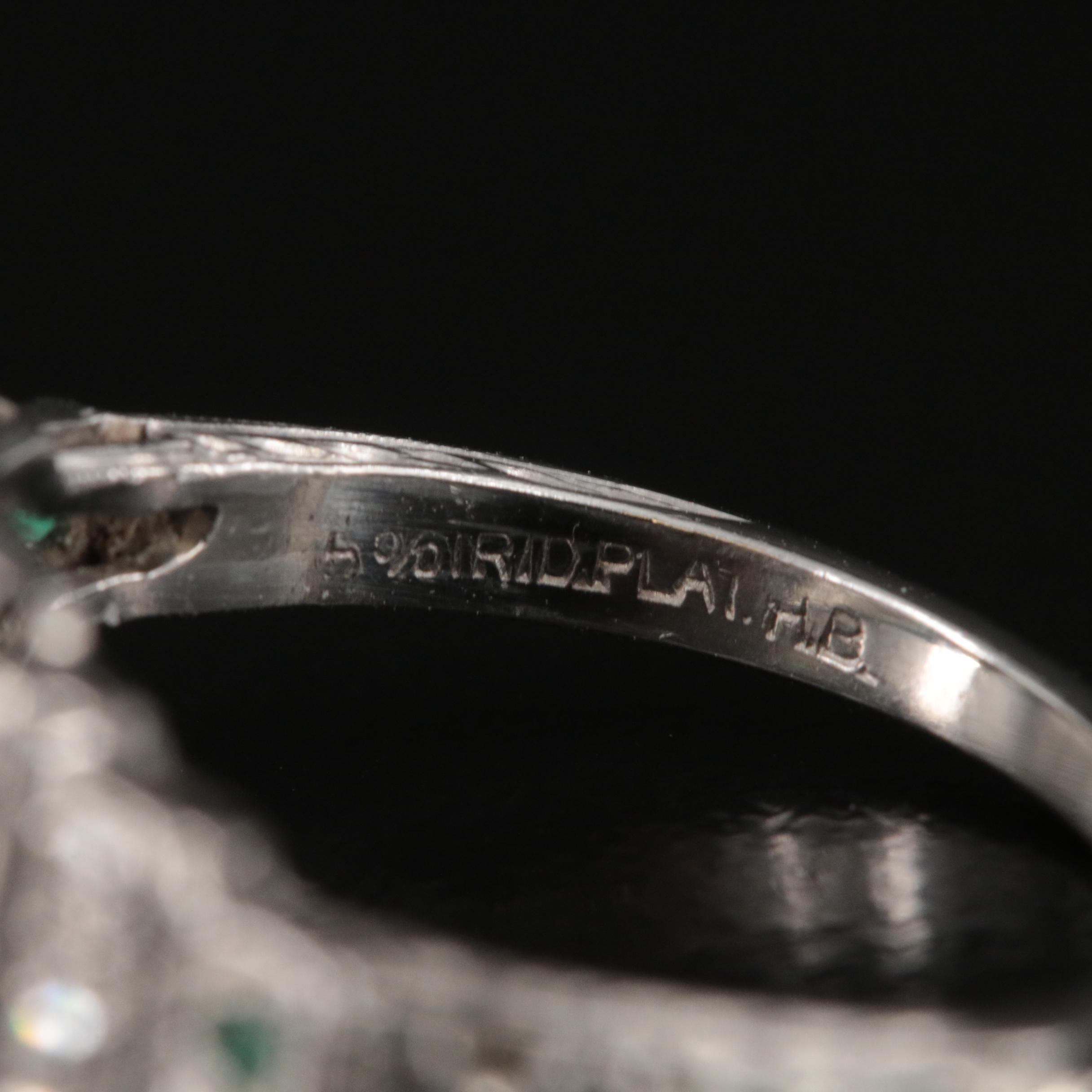 Art Deco Platinum Diamond and Glass Ring