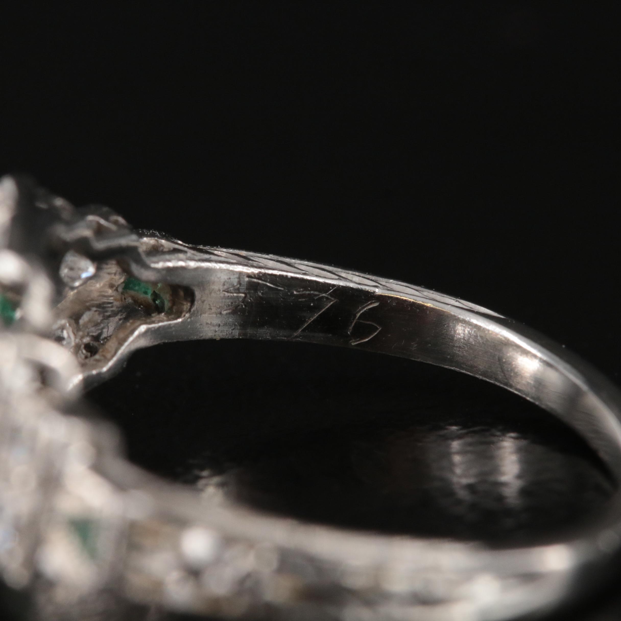 Art Deco Platinum Diamond and Glass Ring