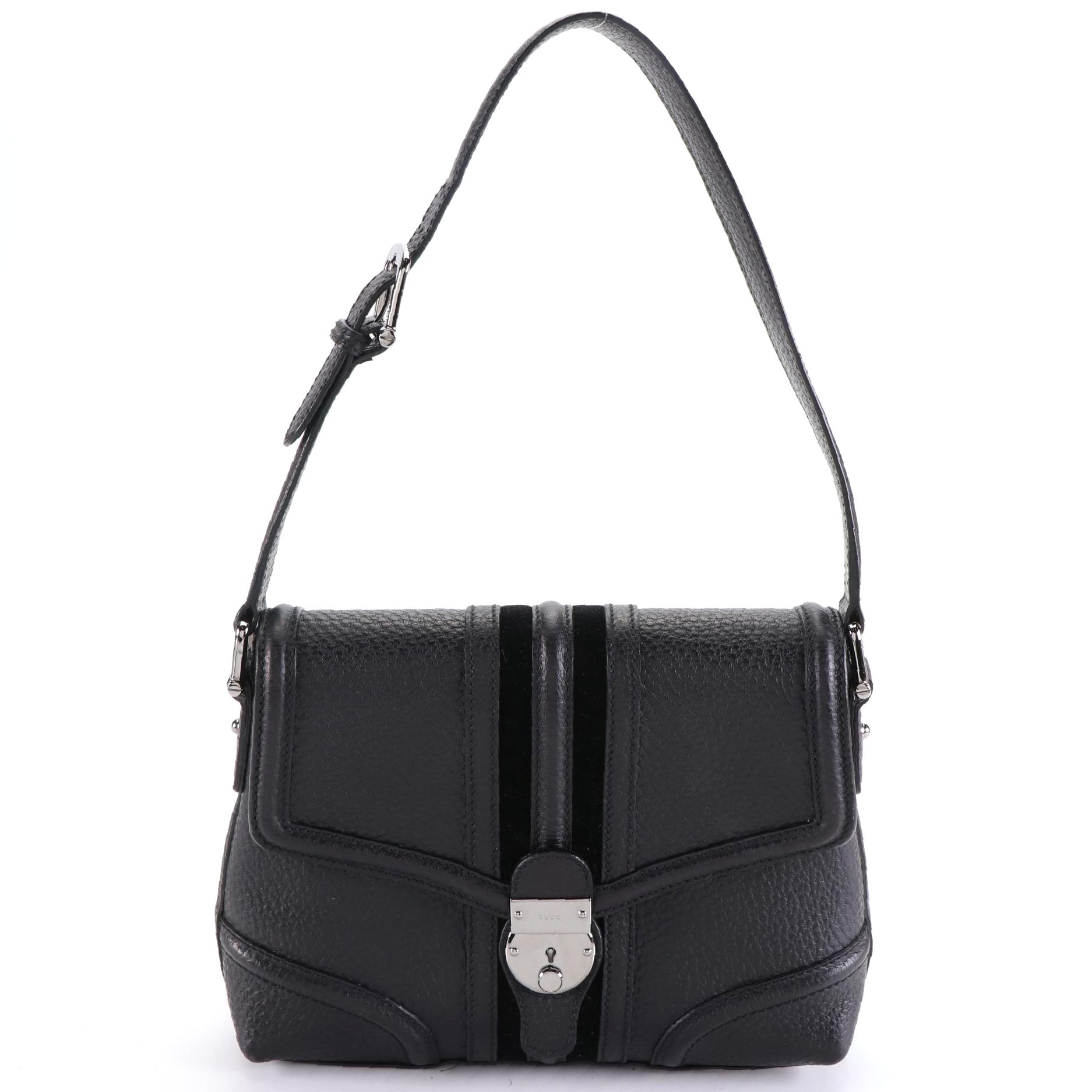 Gucci Treasure Flap Shoulder Bag in Black Leather