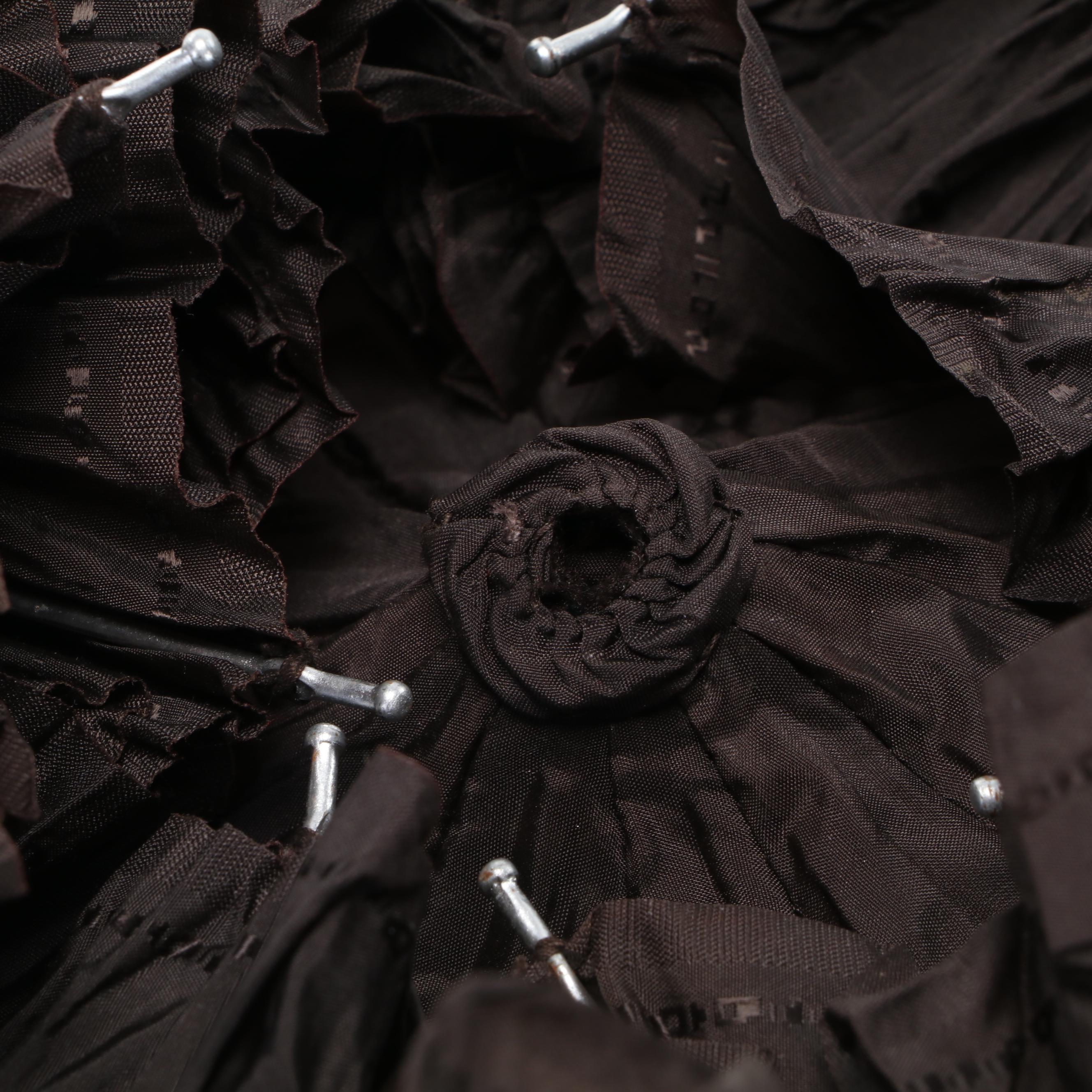 Vintage Umbrella in Embossed Leather Case with Embellished Kiss Lock Clasp