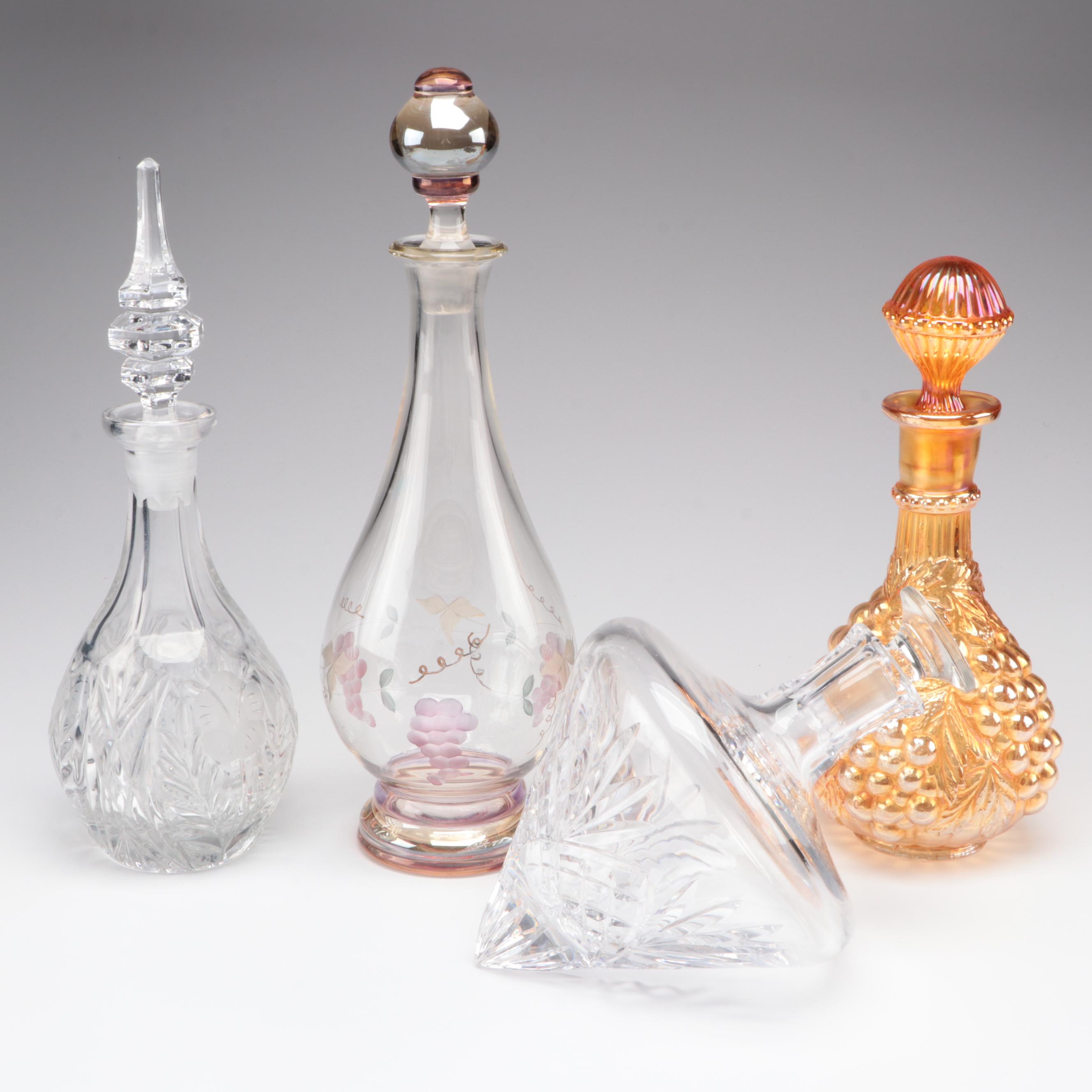 Crystal Tilted Whiskey with Other Glass Decanters