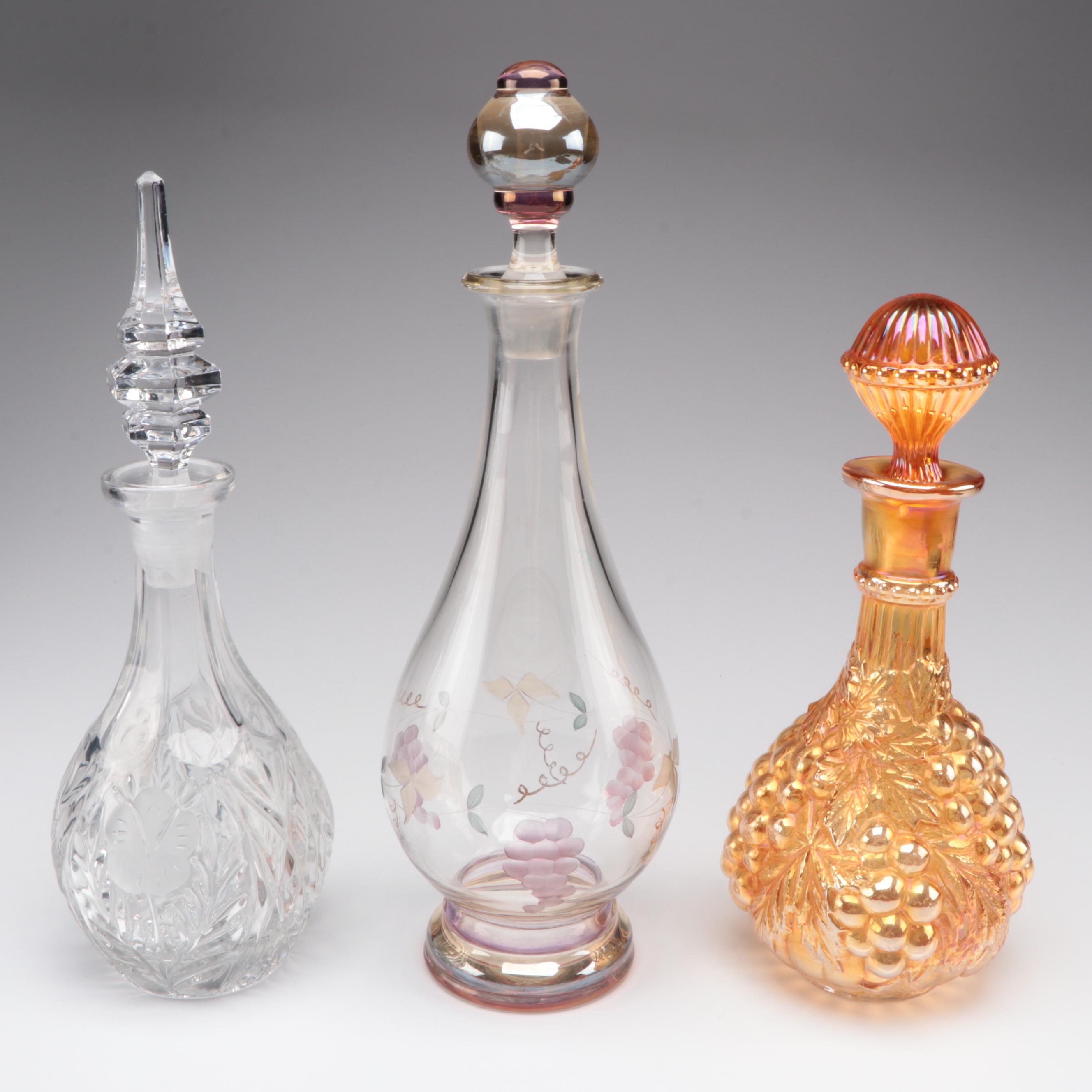 Crystal Tilted Whiskey with Other Glass Decanters