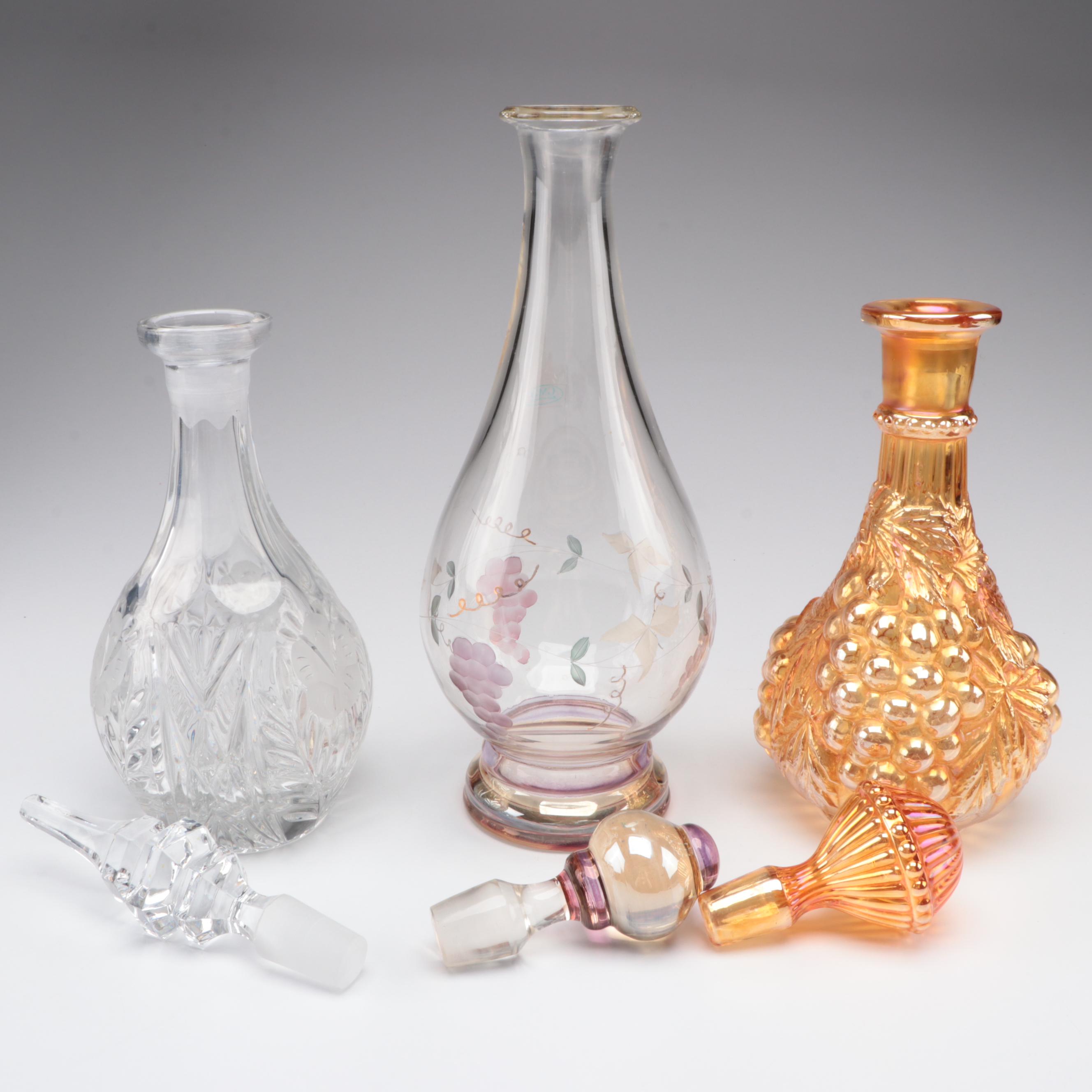 Crystal Tilted Whiskey with Other Glass Decanters