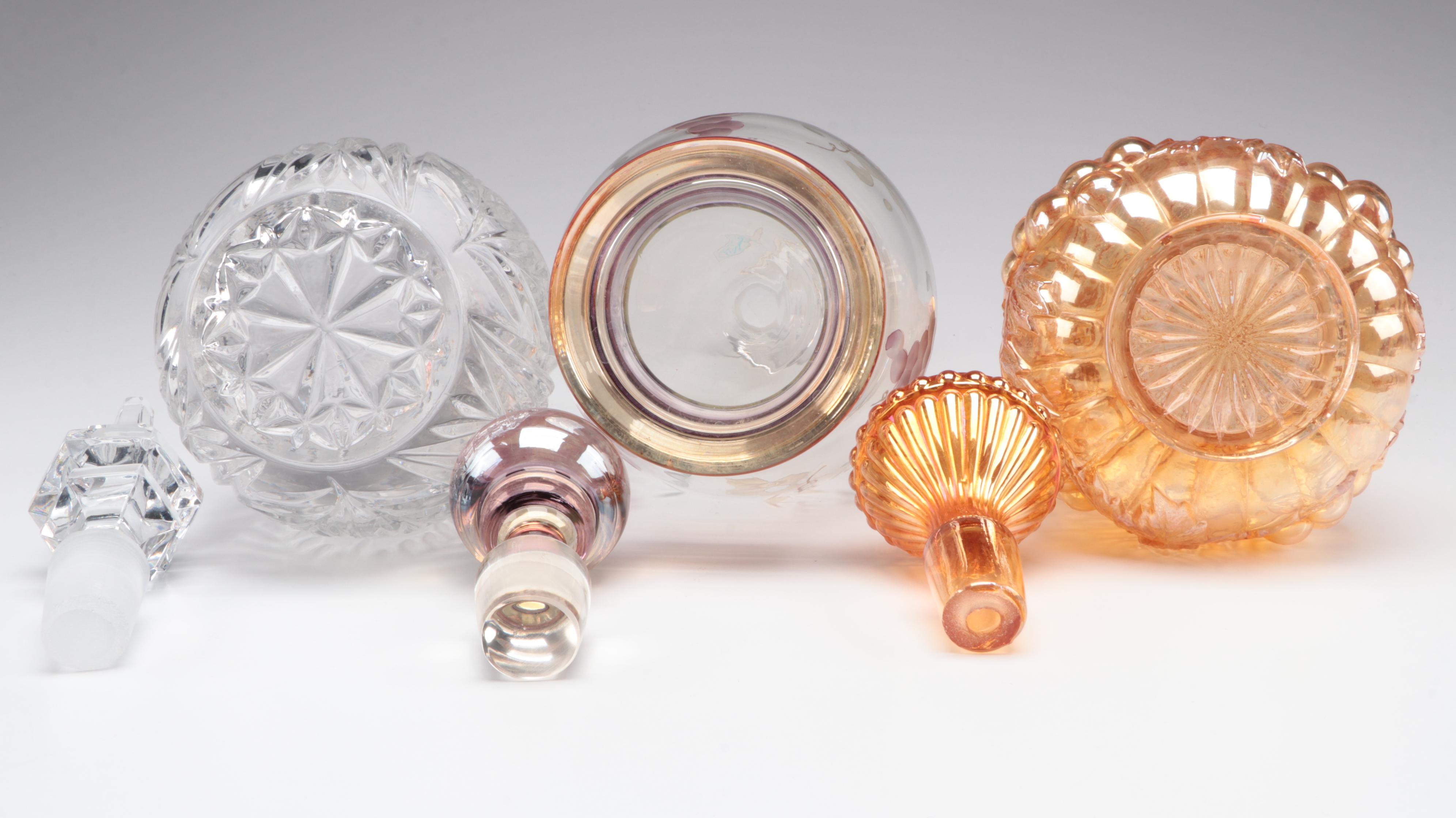 Crystal Tilted Whiskey with Other Glass Decanters