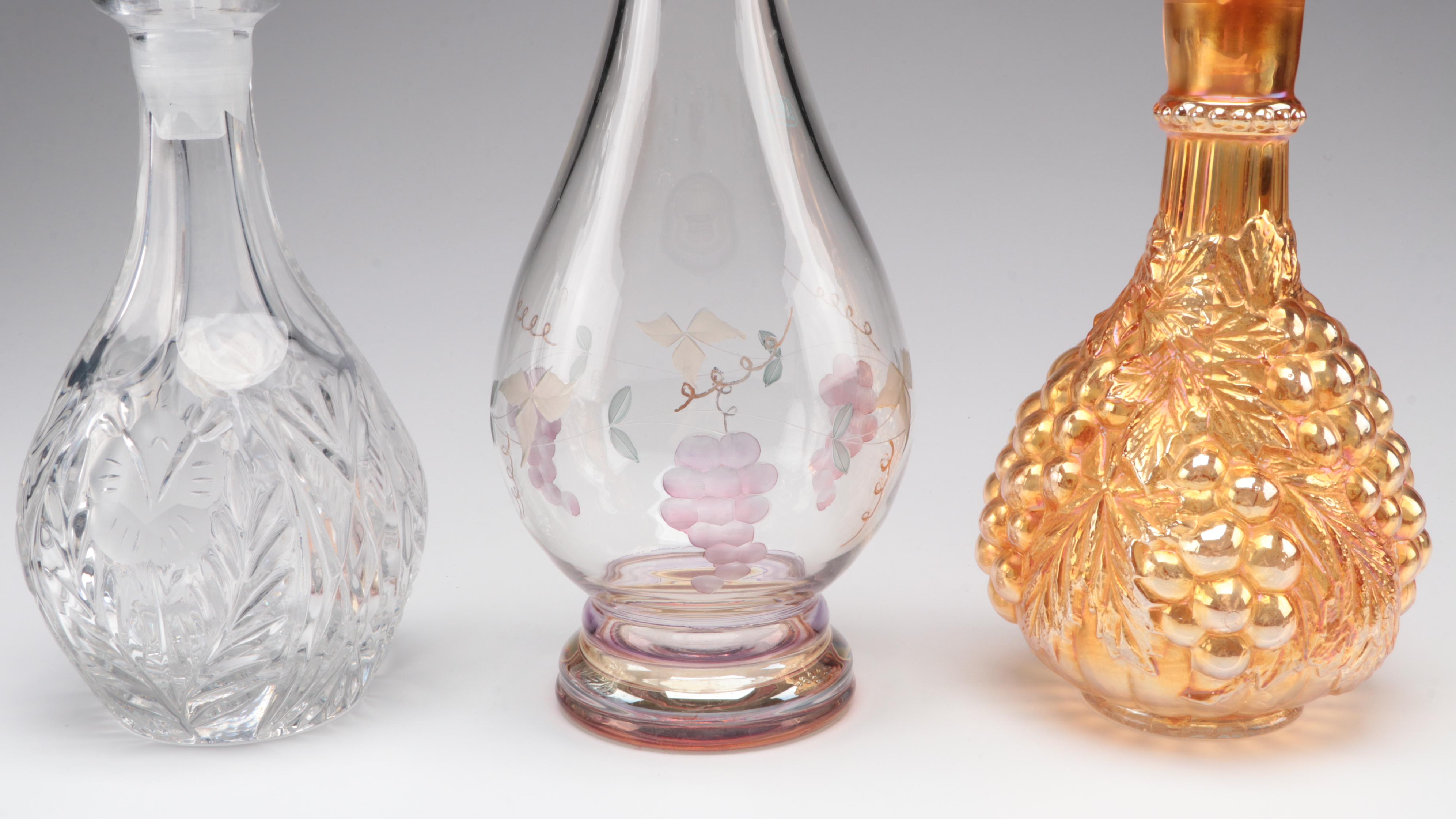 Crystal Tilted Whiskey with Other Glass Decanters