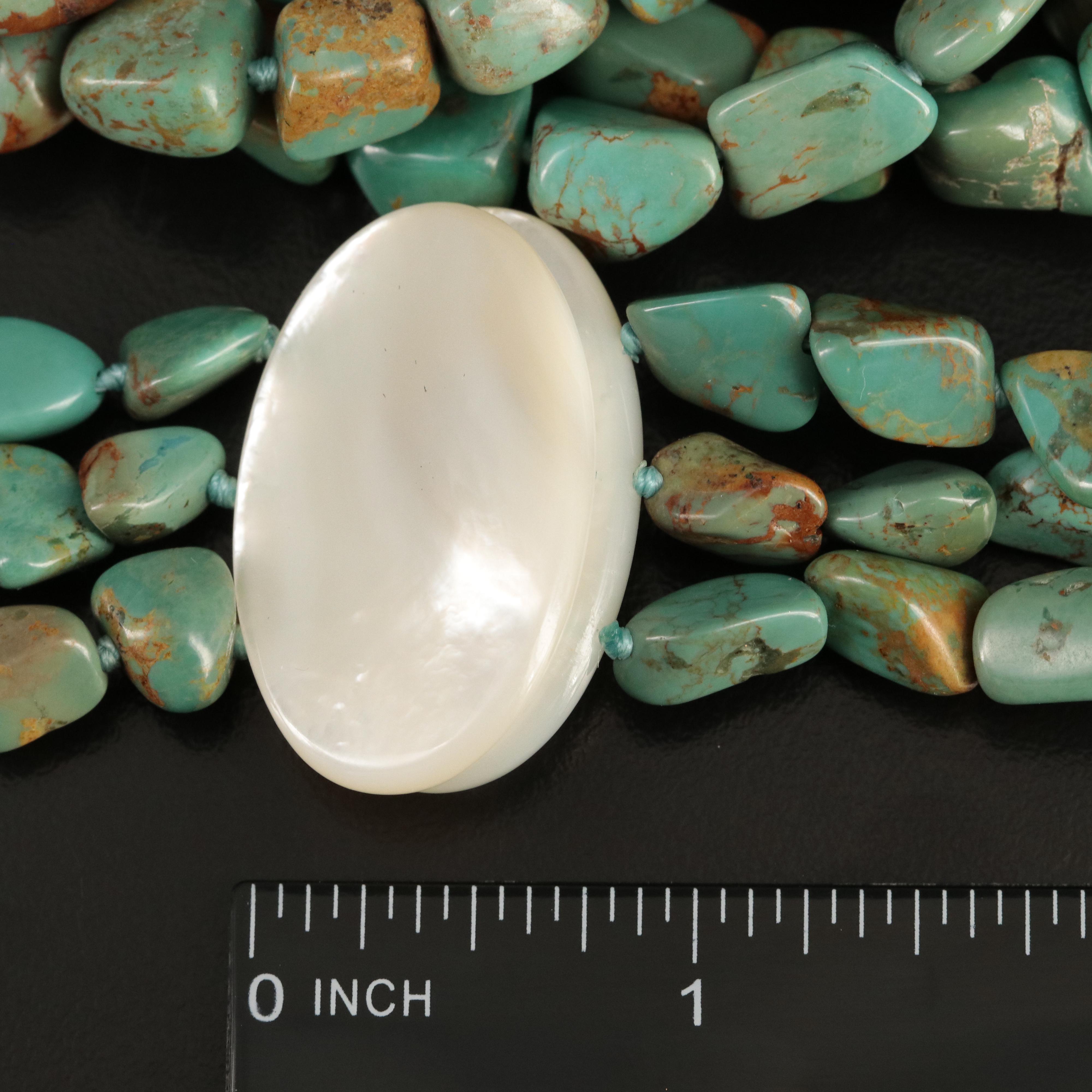 Turquoise and Mother-of-Pearl Torsade Necklace