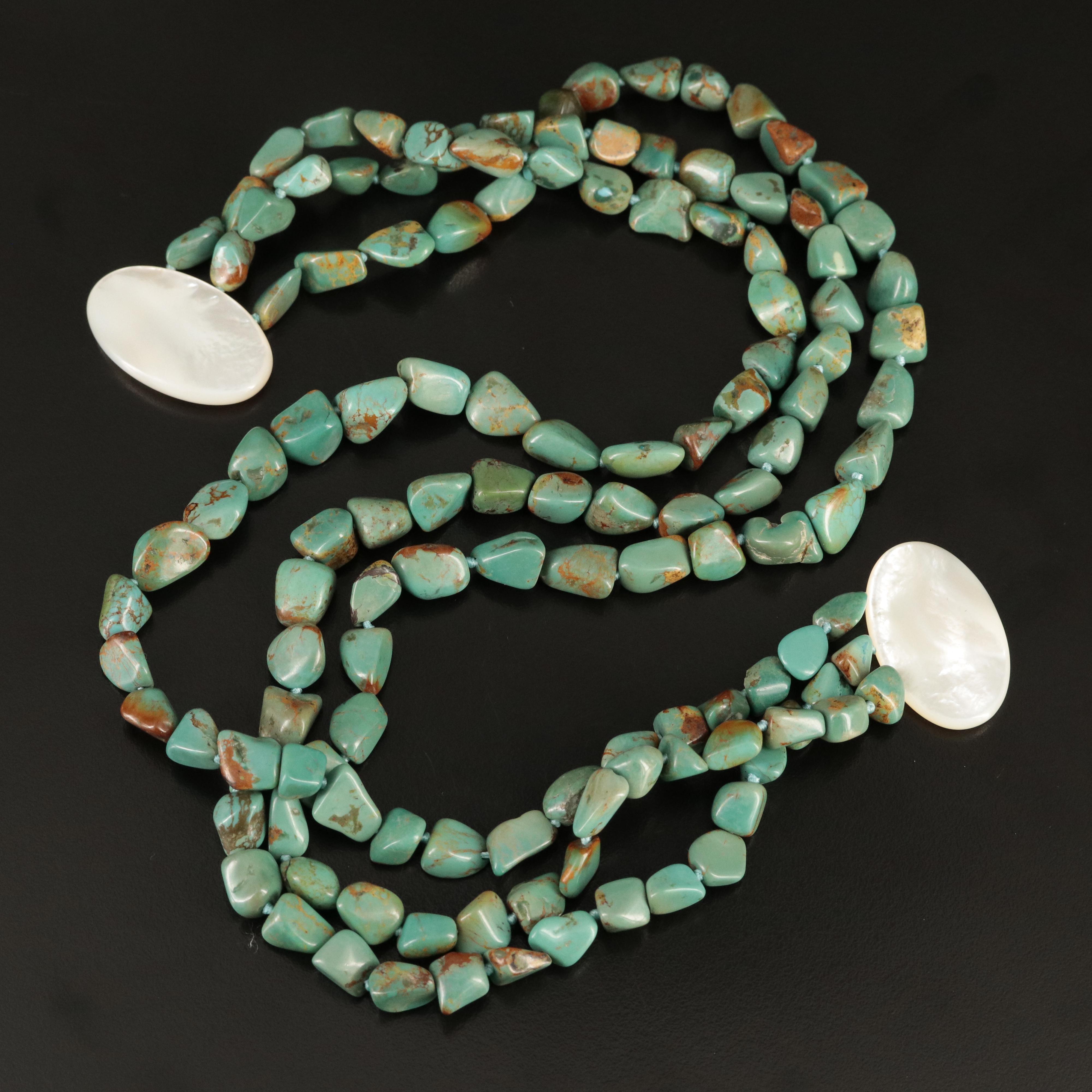 Turquoise and Mother-of-Pearl Torsade Necklace