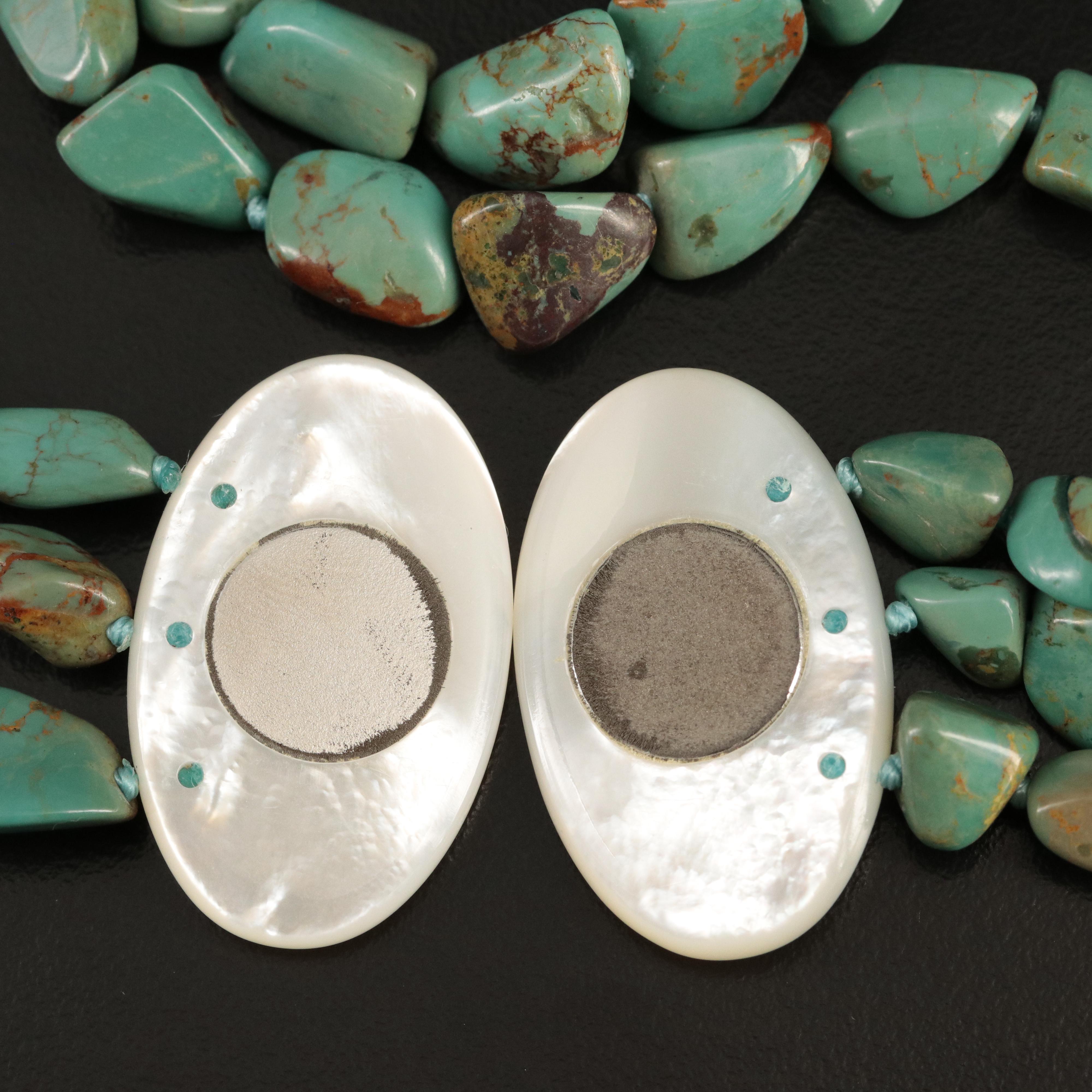 Turquoise and Mother-of-Pearl Torsade Necklace