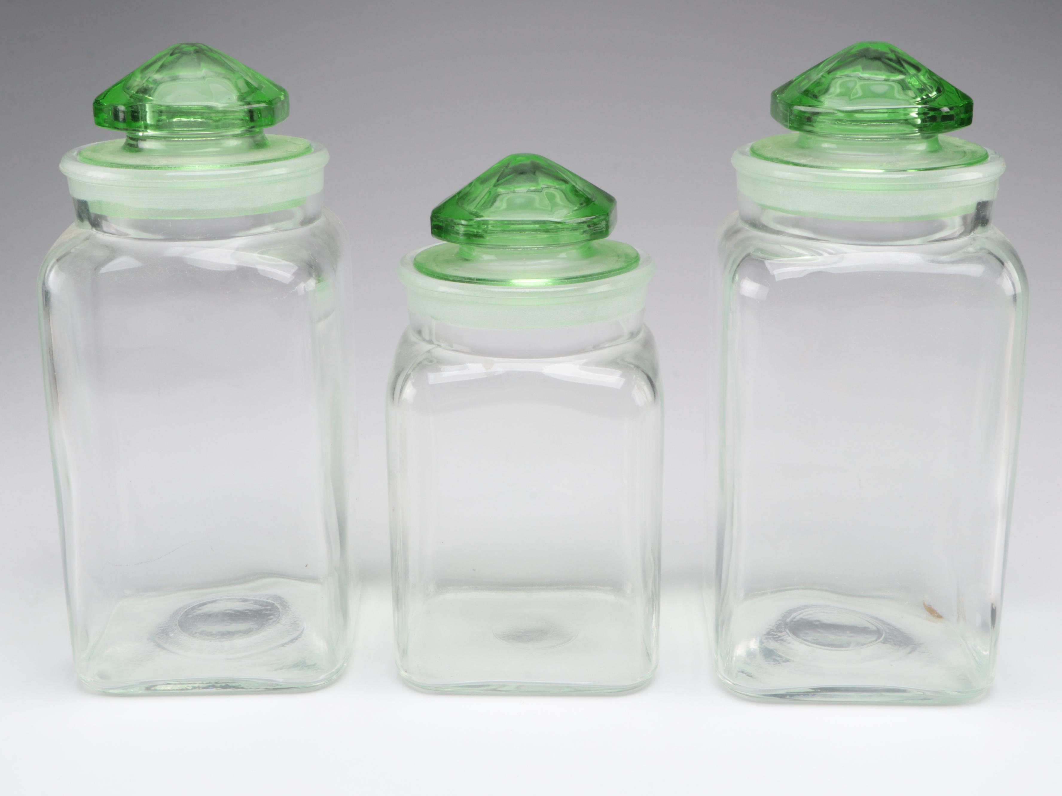 Hazel Atlas with Other Uranium and Clear Glass Canisters and Tableware