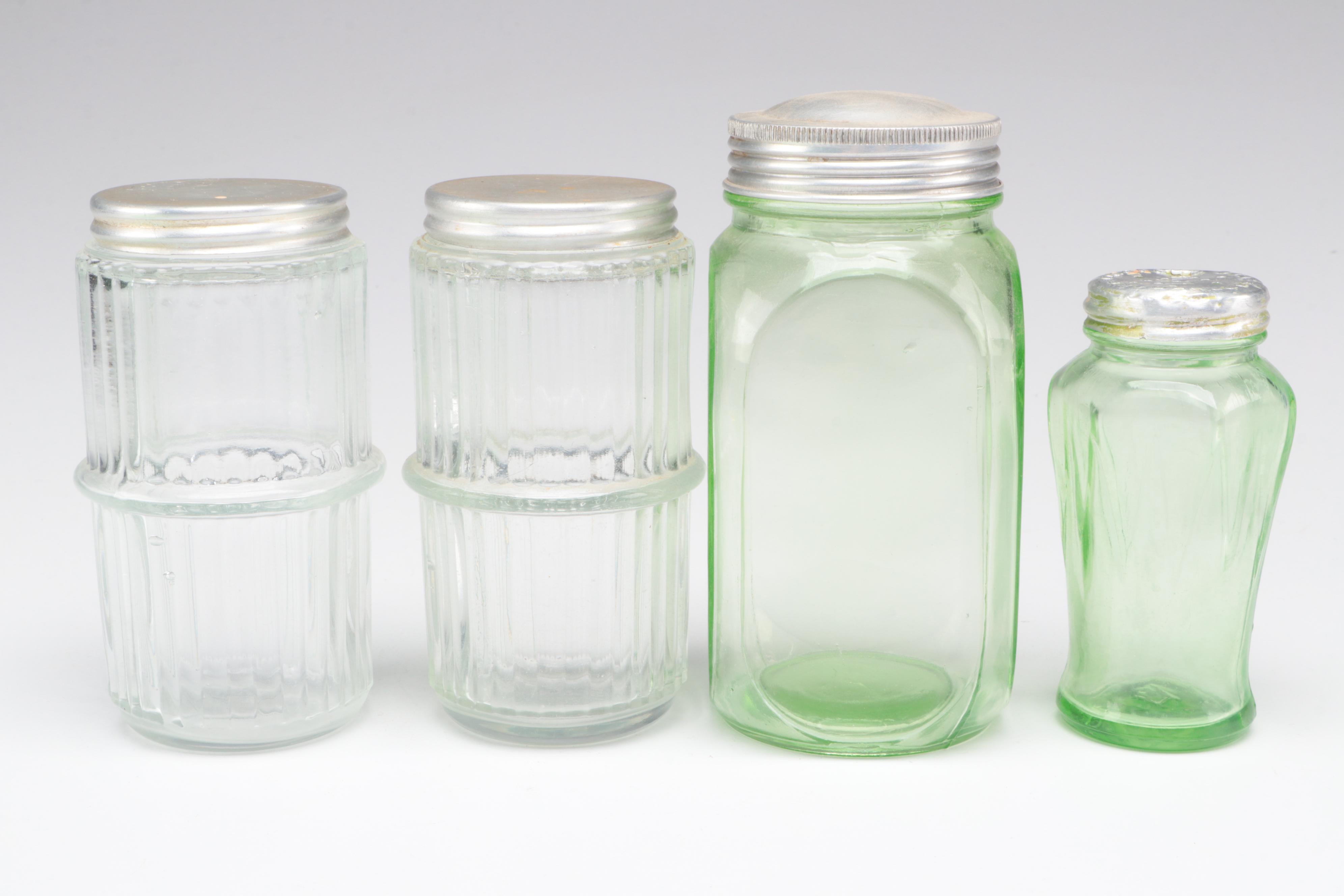 Hazel Atlas with Other Uranium and Clear Glass Canisters and Tableware
