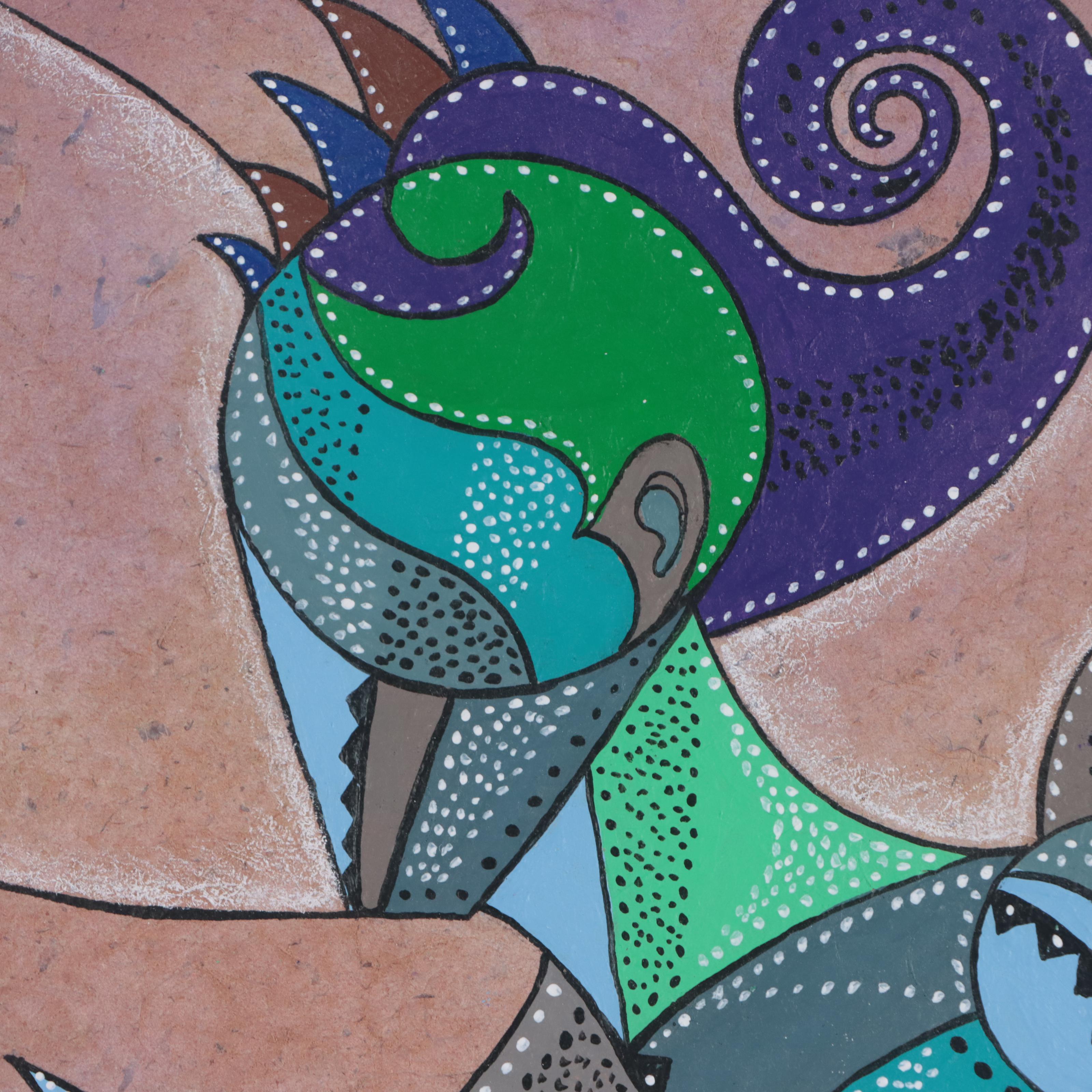 Ricardo Maya Abstract Mixed Media Painting, 21st Century