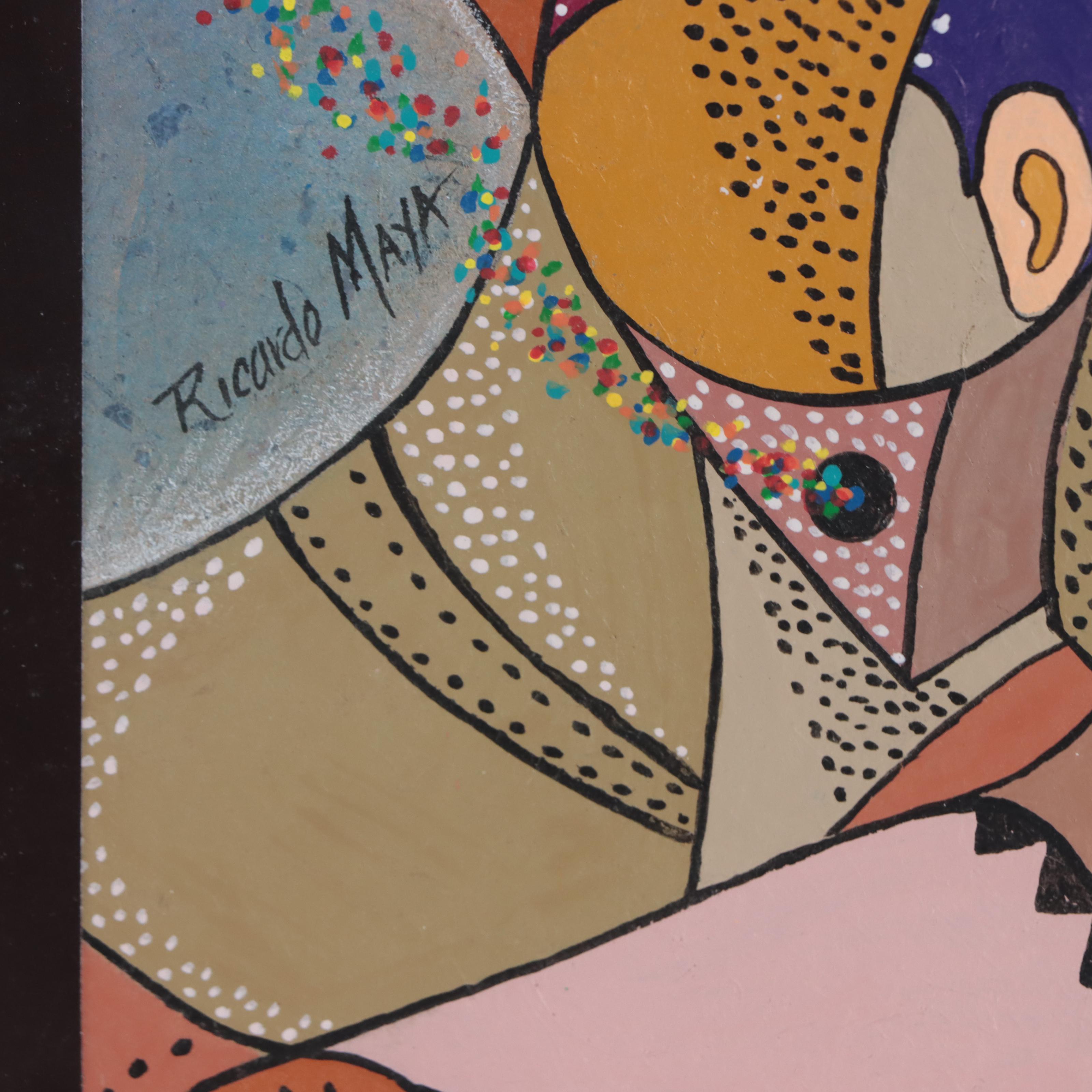 Ricardo Maya Abstract Figurative Mixed Media Painting, 21st Century