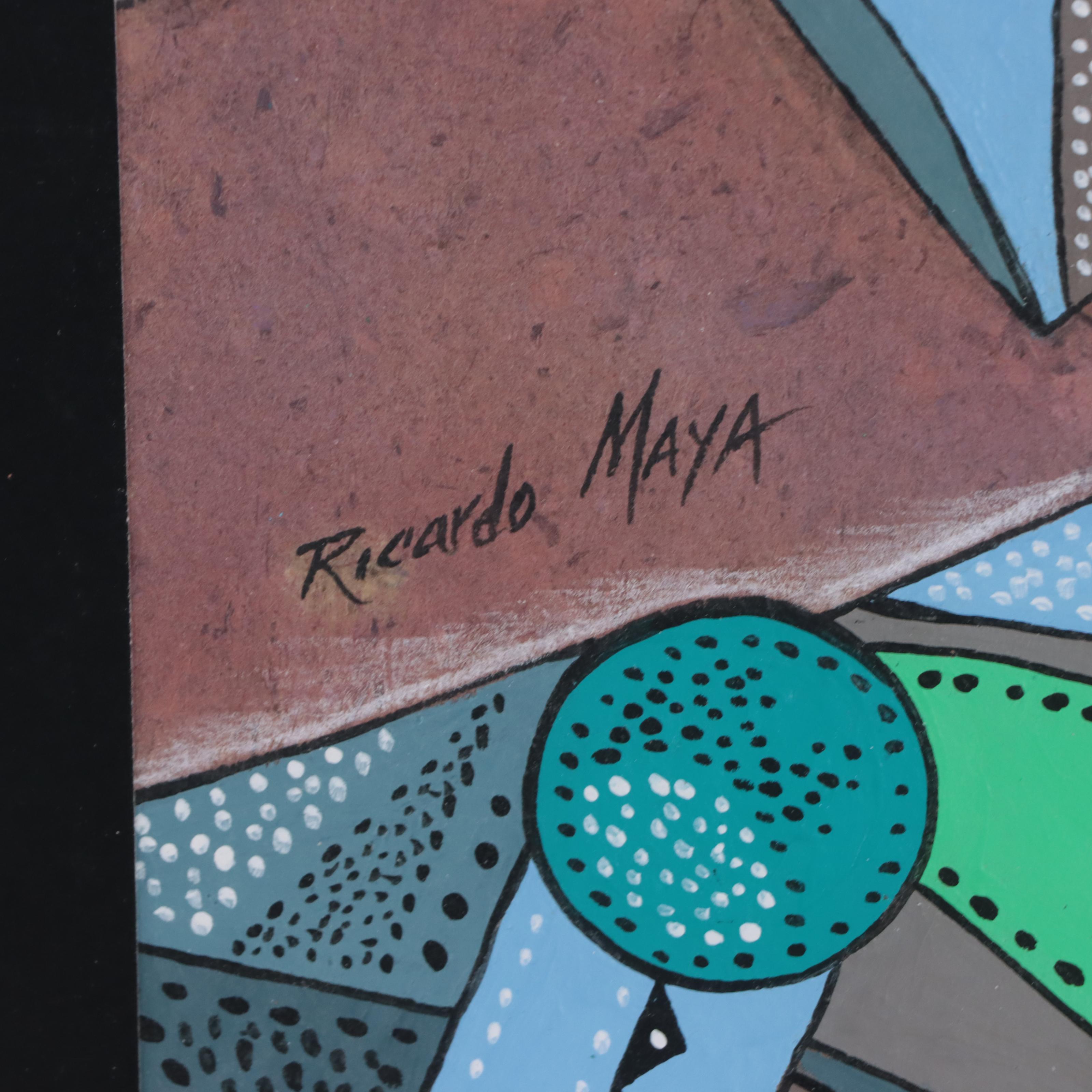 Ricardo Maya Abstract Figurative Mixed Media Painting, 21st Century