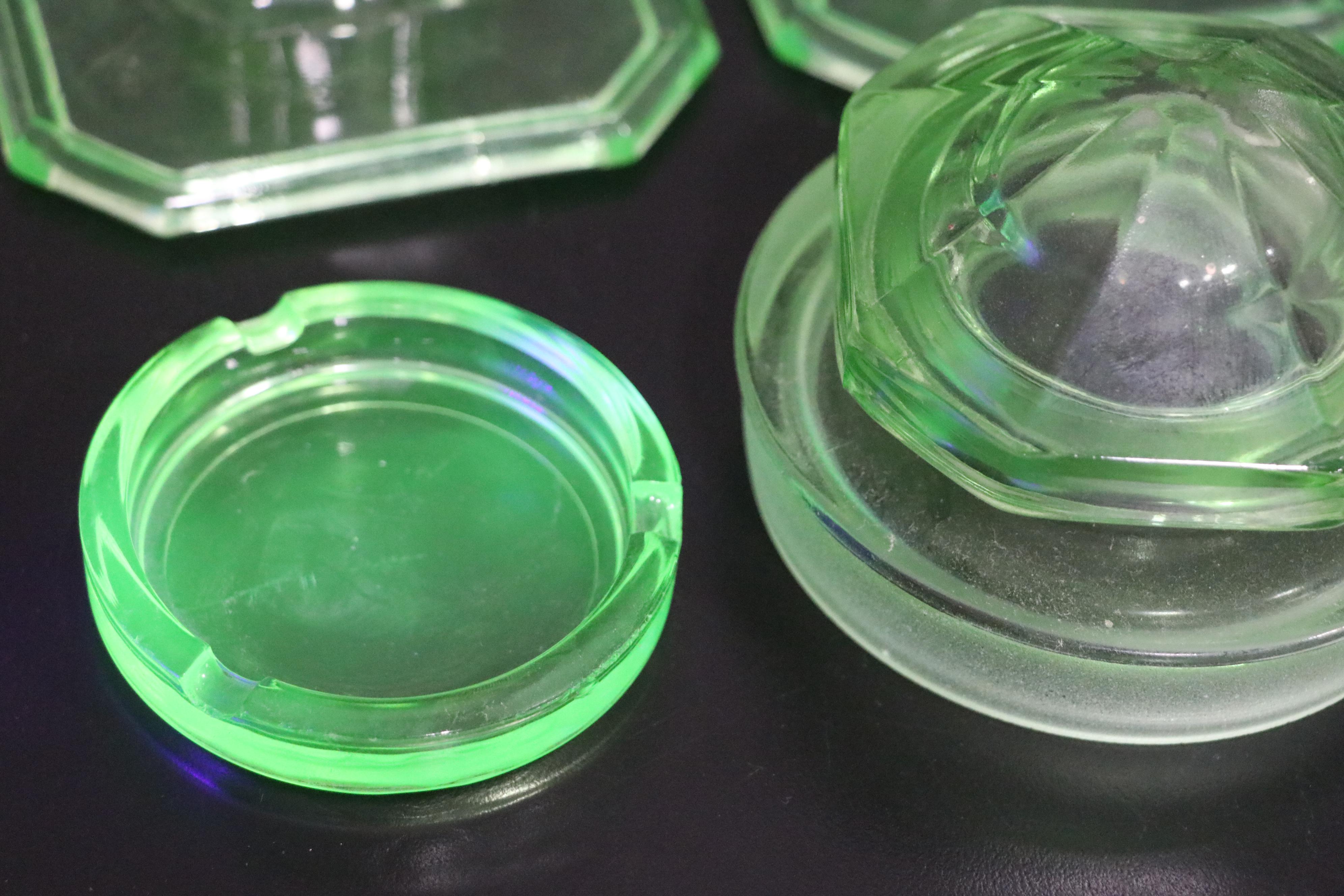 Hazel Atlas with Other Uranium and Clear Glass Canisters and Tableware