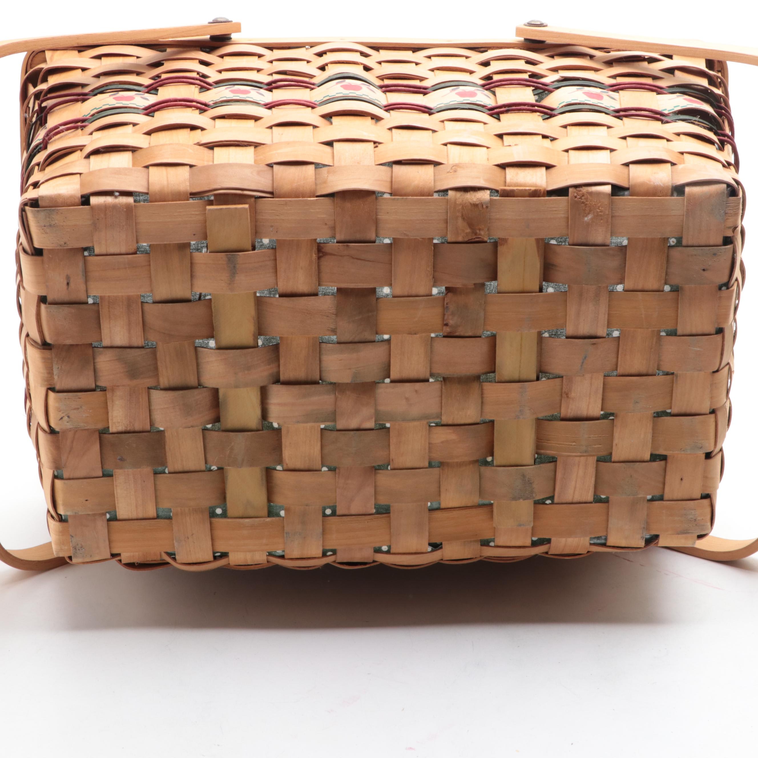 Woven Split Wood Picnic Basket with Gothamware Plastic Plates and Cups