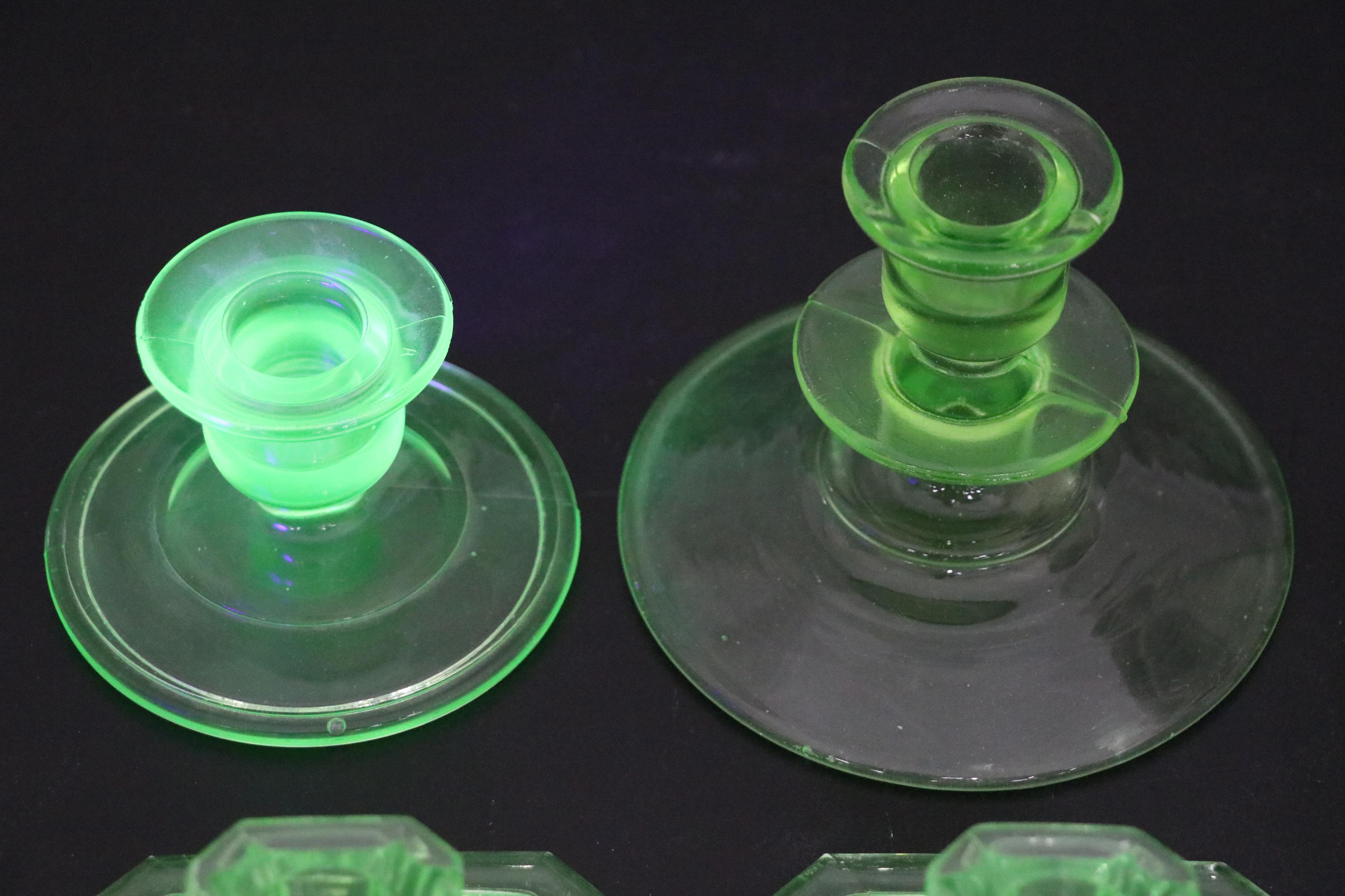 Hazel Atlas with Other Uranium and Clear Glass Canisters and Tableware