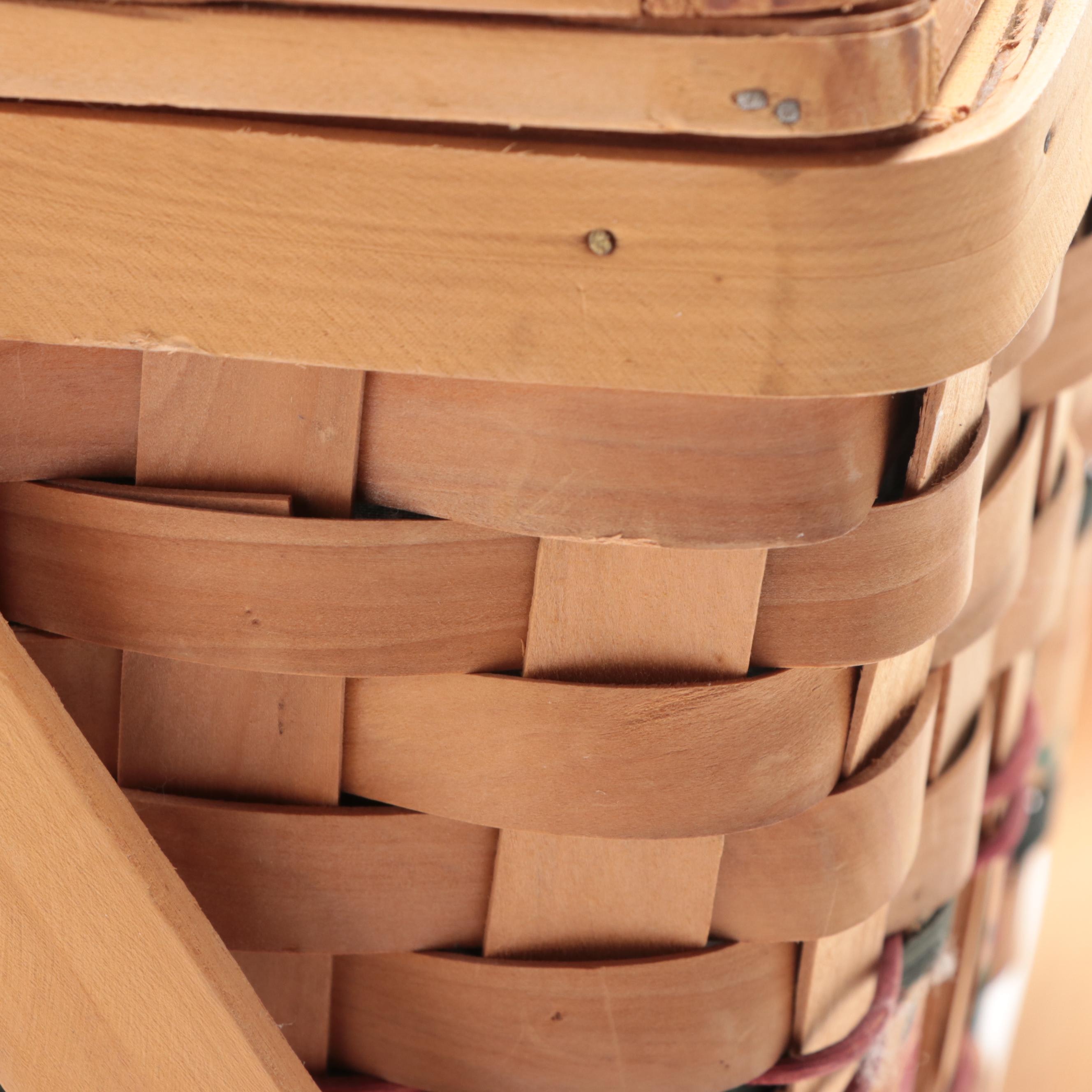 Woven Split Wood Picnic Basket with Gothamware Plastic Plates and Cups