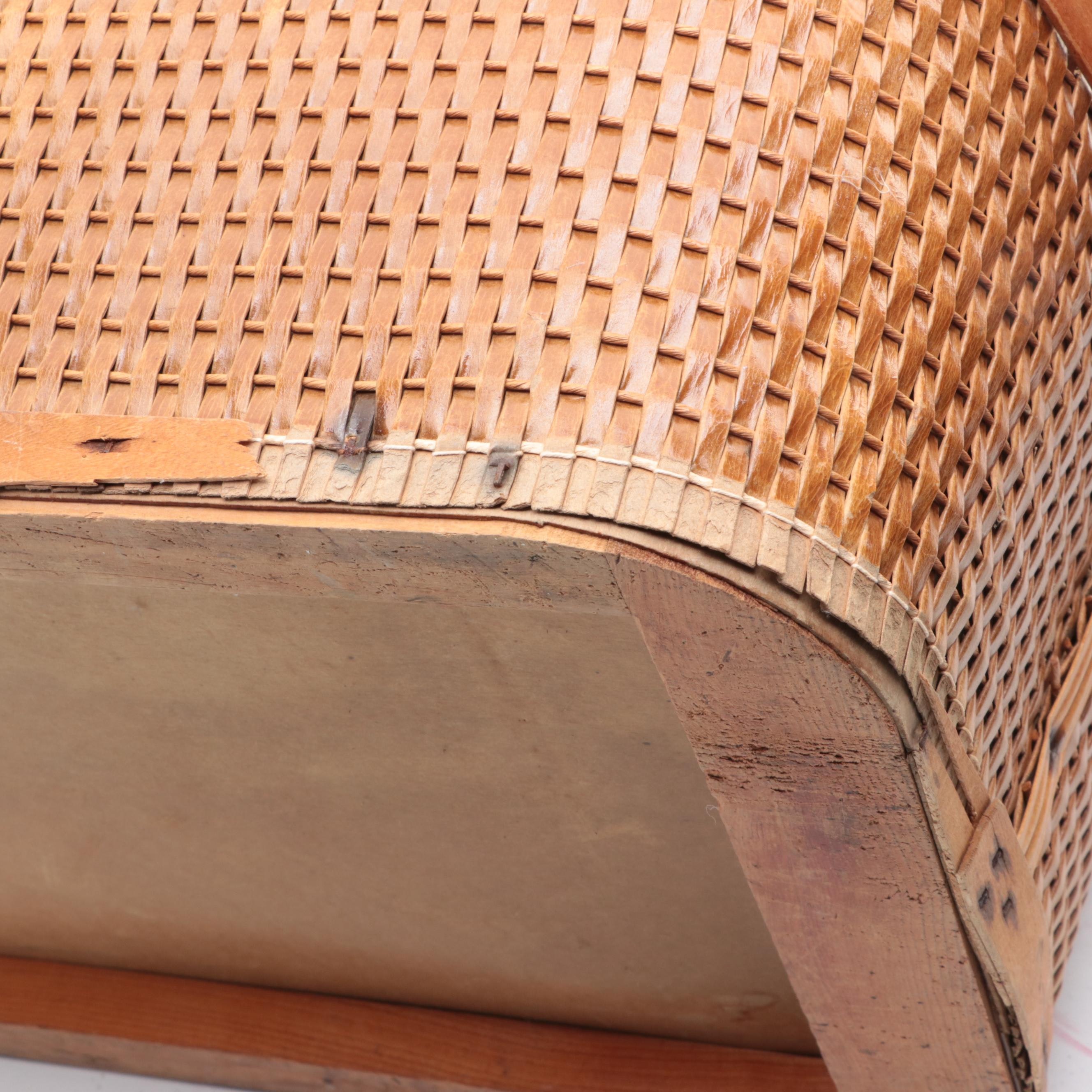 Woven Split Wood Picnic Basket with Gothamware Plastic Plates and Cups