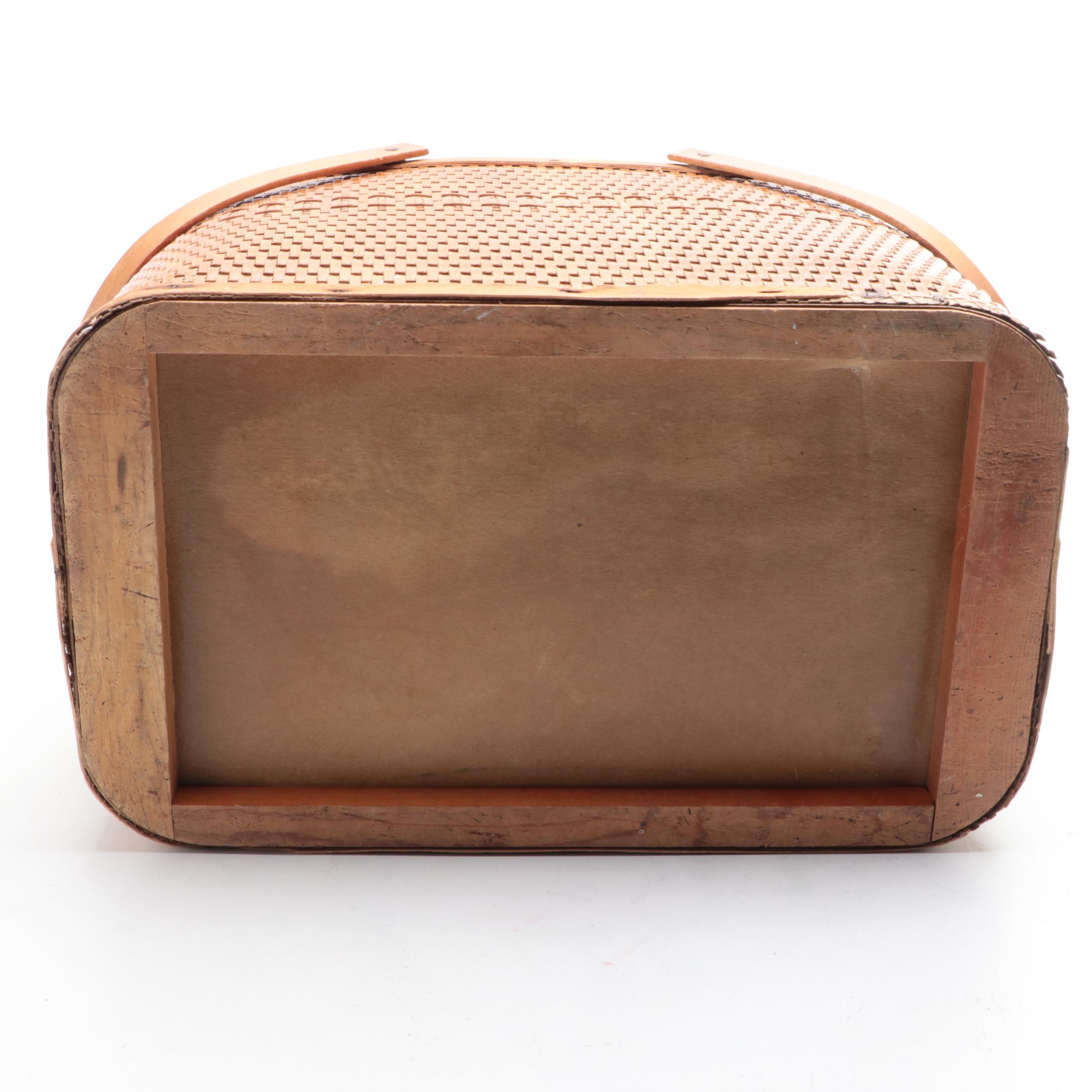 Woven Split Wood Picnic Basket with Gothamware Plastic Plates and Cups