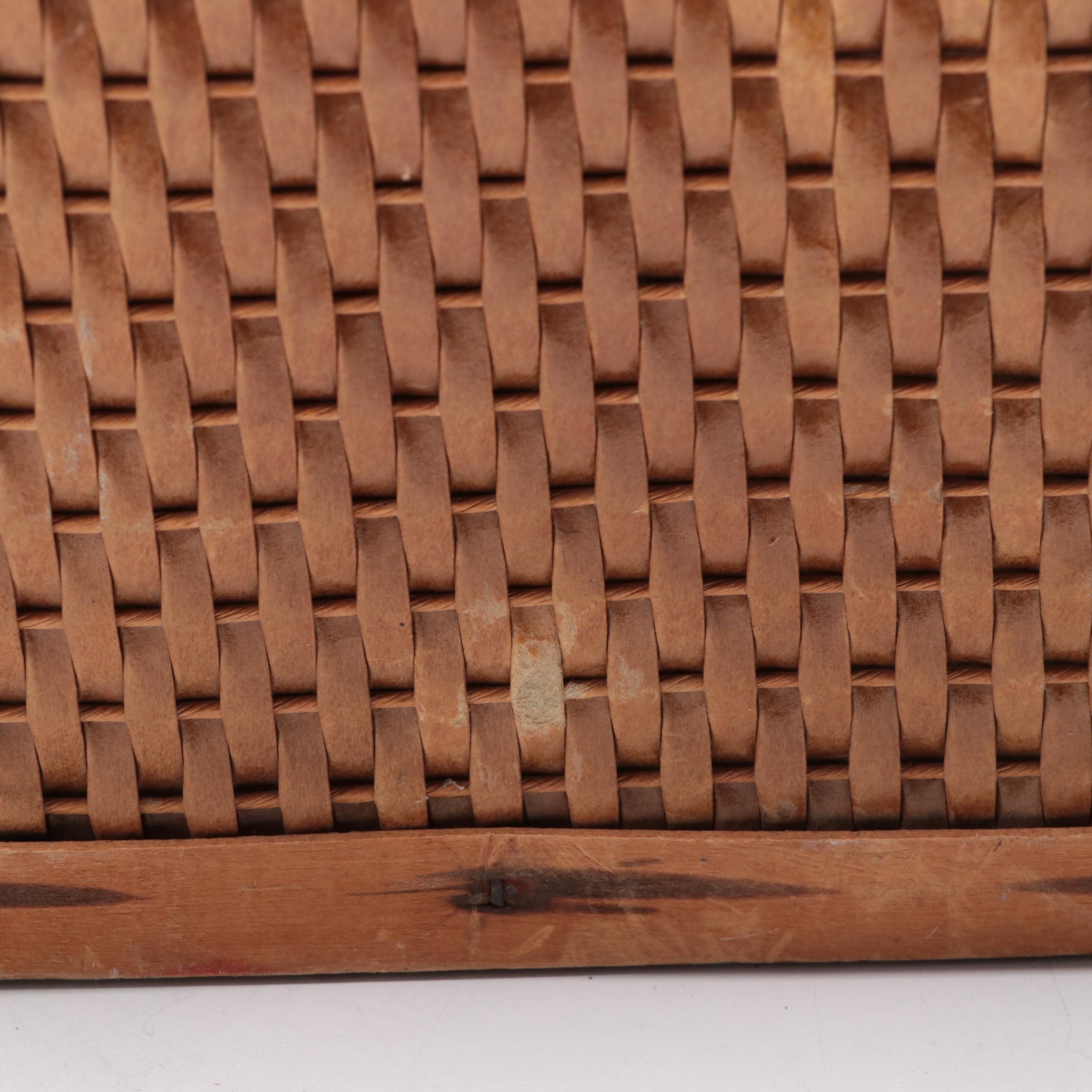 Woven Split Wood Picnic Basket with Gothamware Plastic Plates and Cups