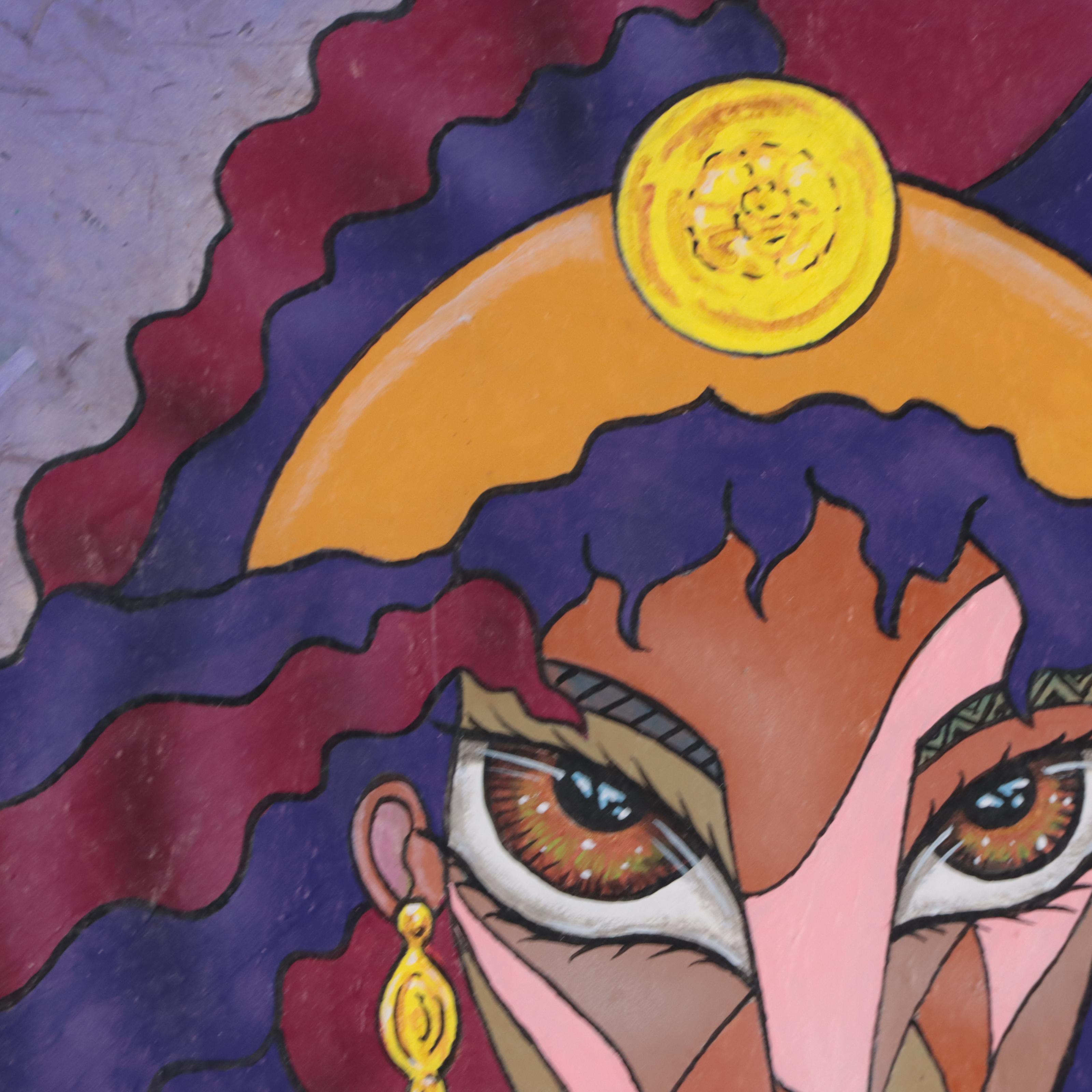 Ricardo Maya Portrait Mixed Media Painting, 21st Century