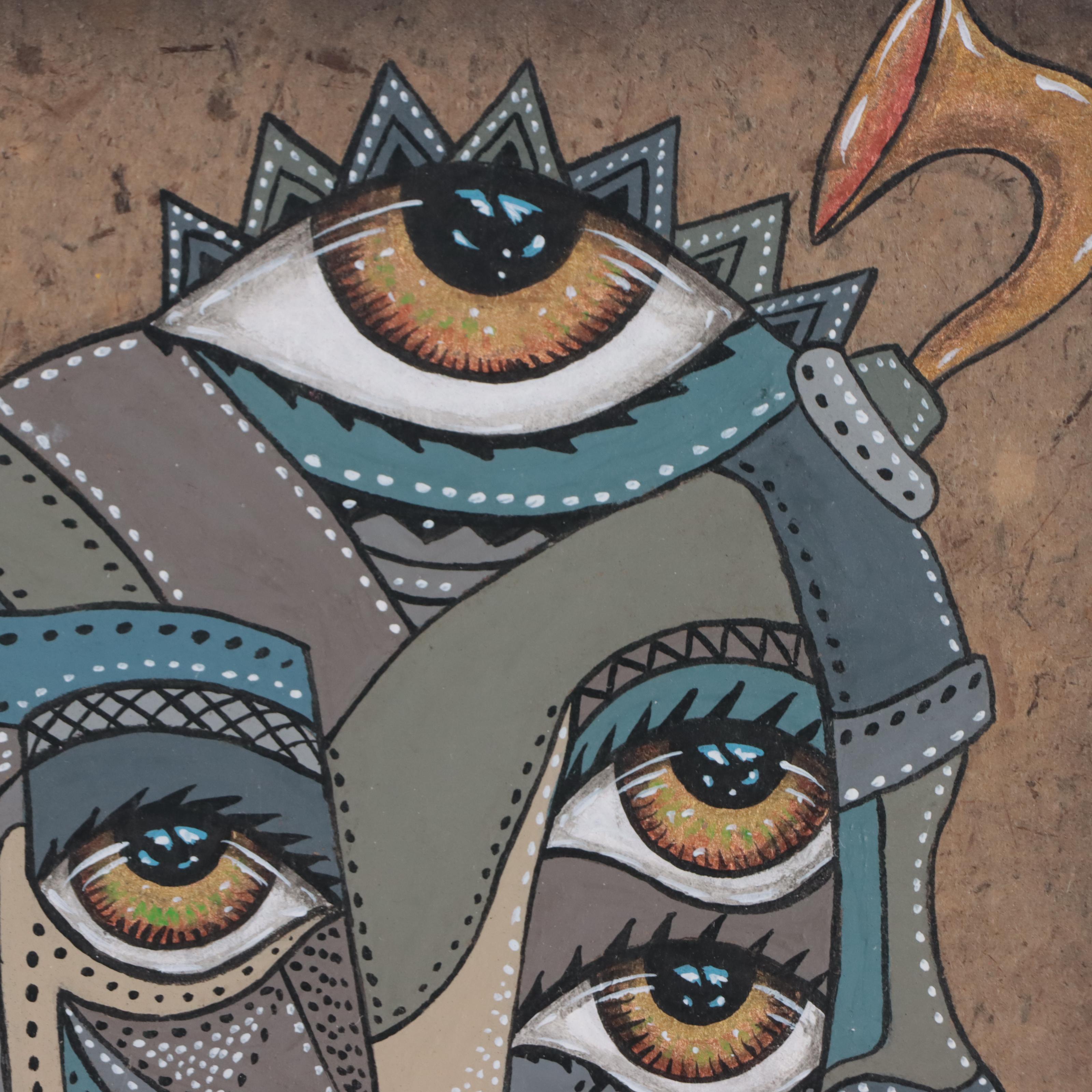 Ricardo Maya Portrait Mixed Media Painting, 21st Century