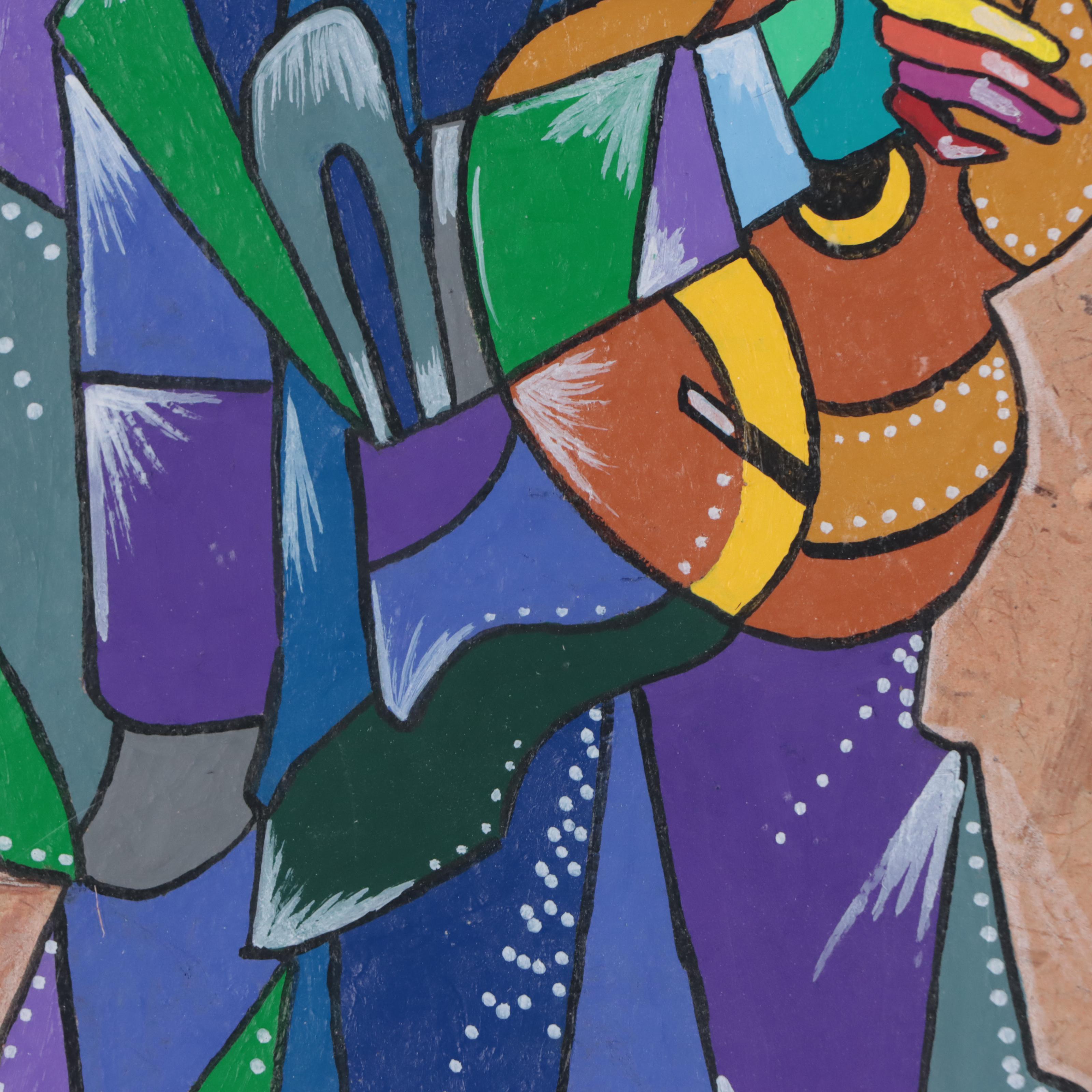 Ricardo Maya Figurative Mixed Media Painting of Musician, 21st Century