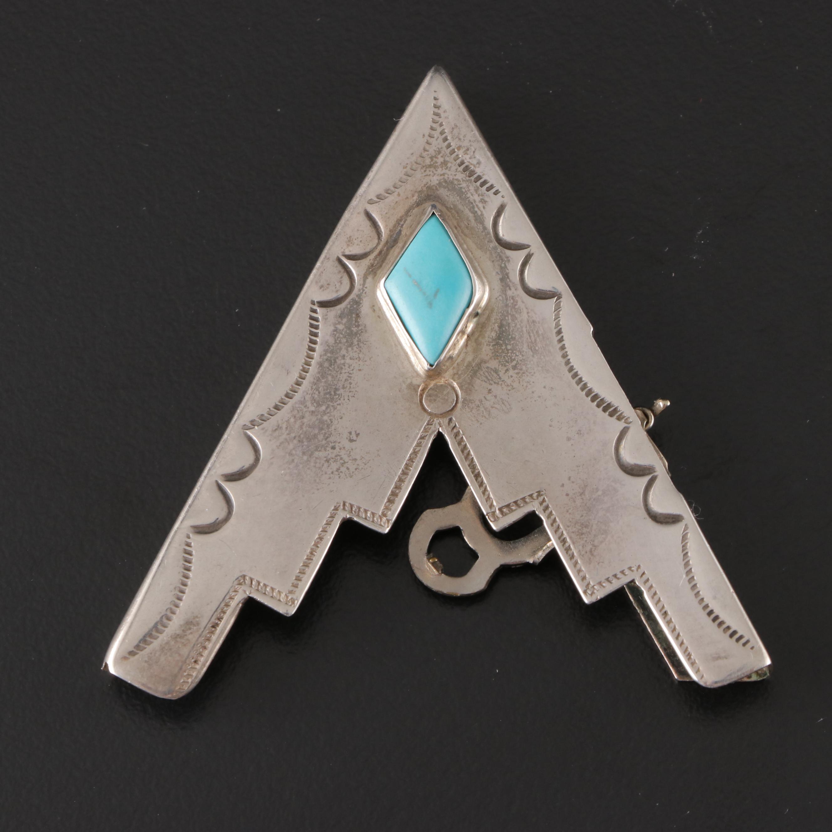 Southwestern Style Sterling and Turquoise Collar Tips