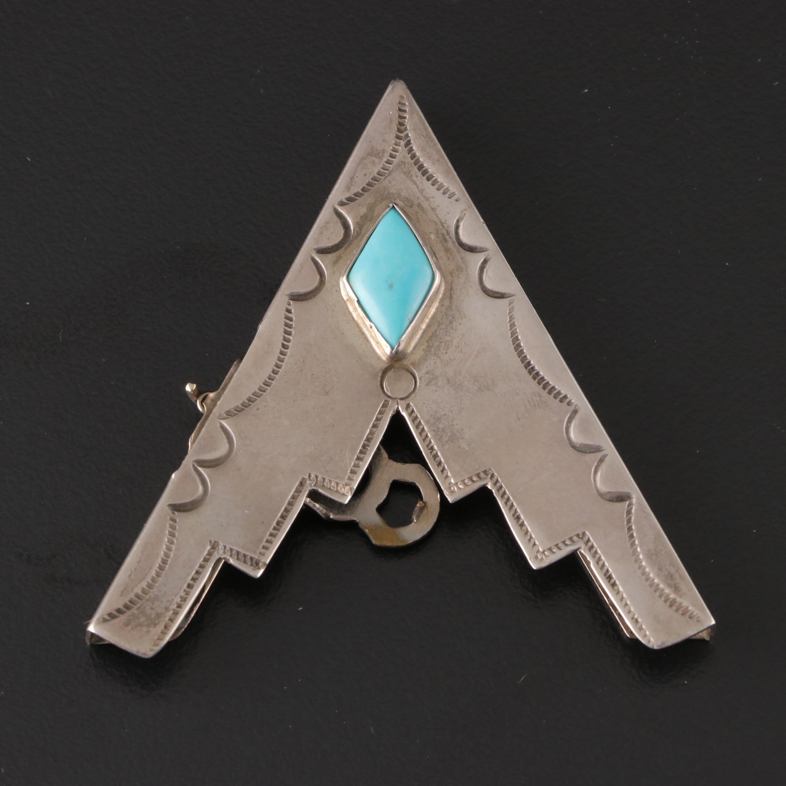 Southwestern Style Sterling and Turquoise Collar Tips