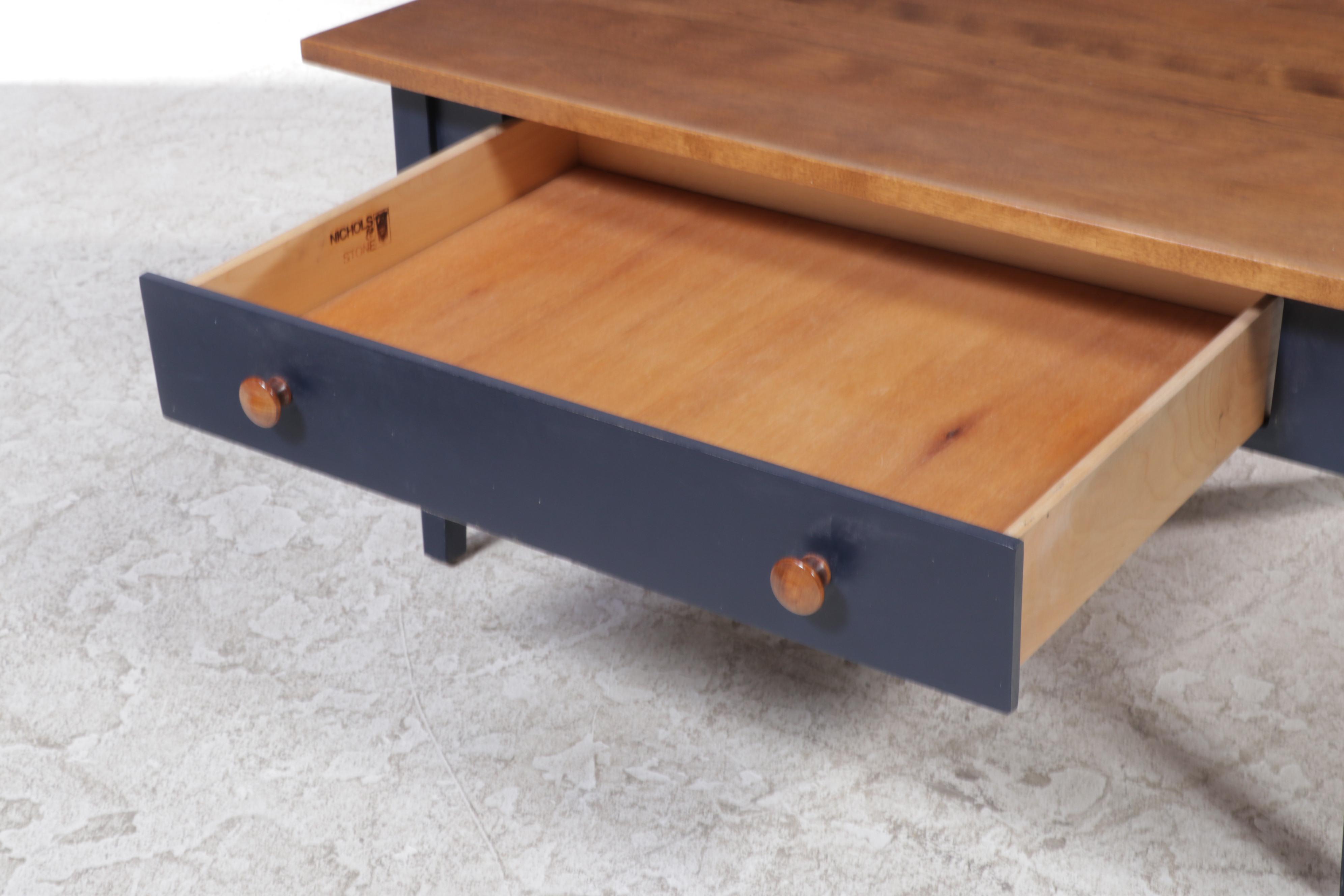 Nichols & Stone Painted Wood and Maple Top Single-Drawer Coffee Table