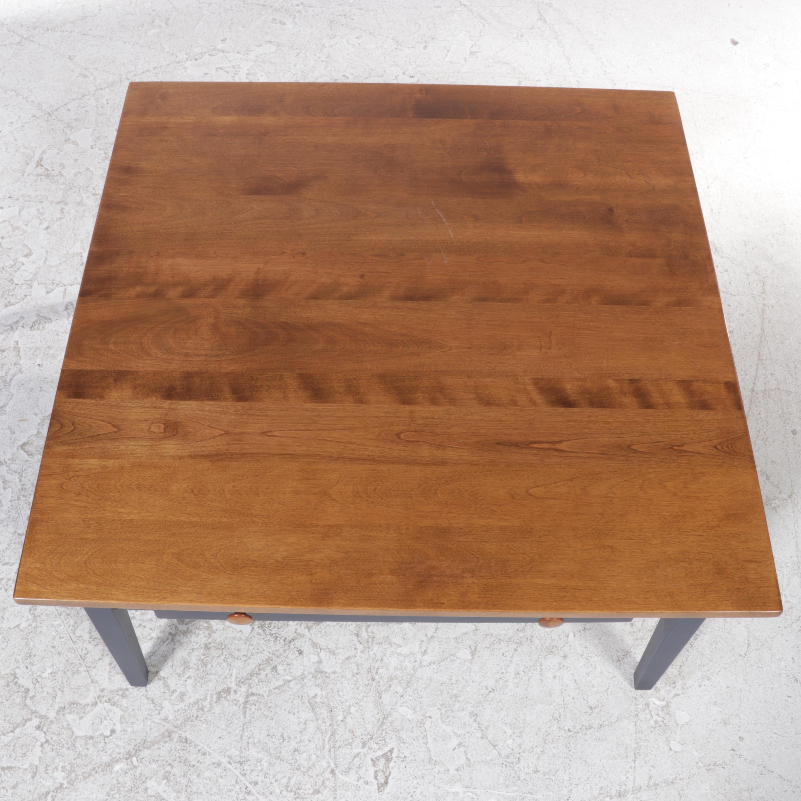 Nichols & Stone Painted Wood and Maple Top Single-Drawer Coffee Table