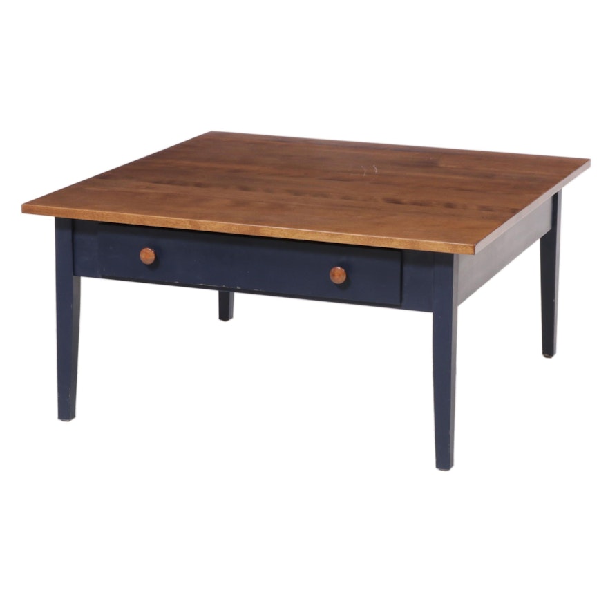 Nichols & Stone Painted Wood and Maple Top Single-Drawer Coffee Table