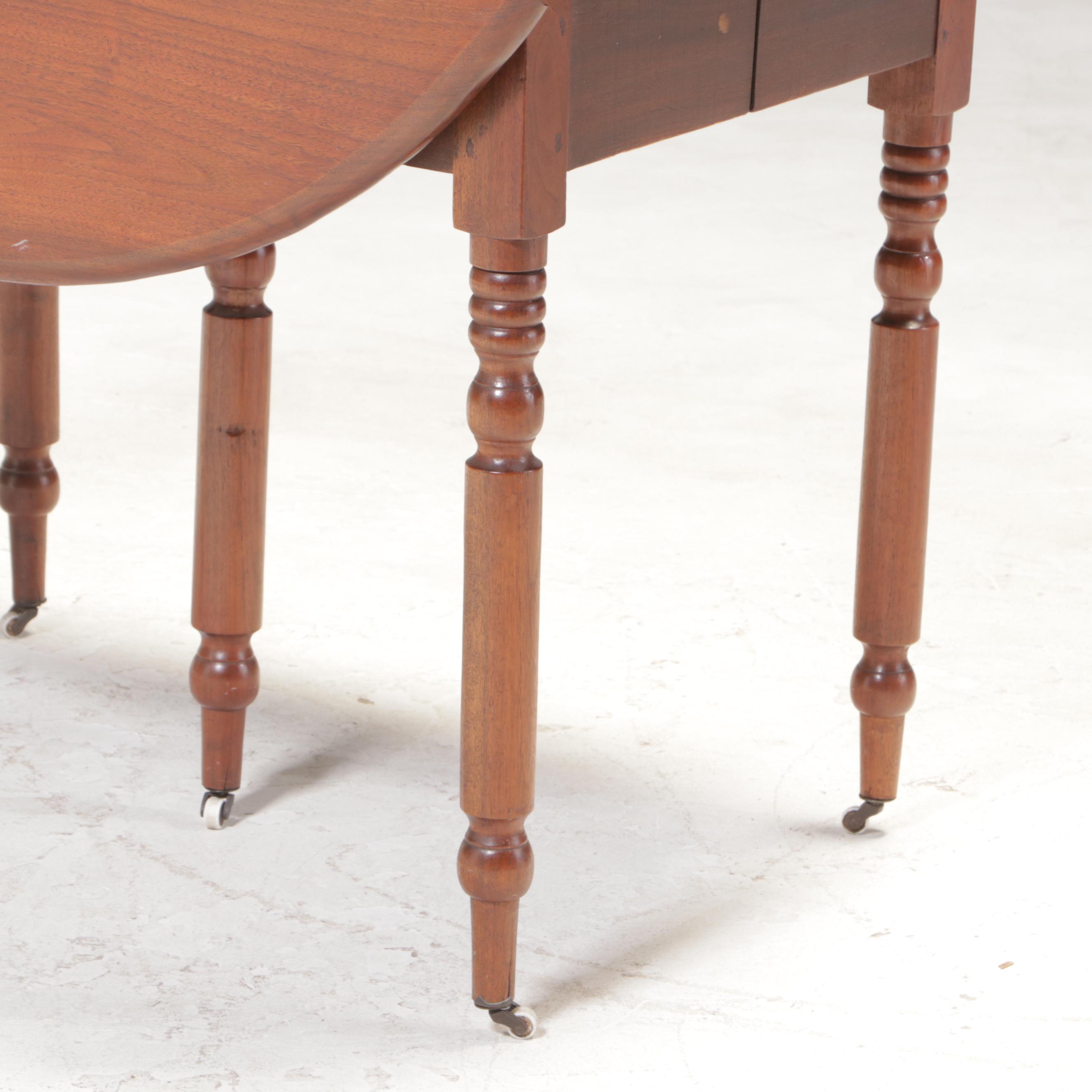 American Primitive Walnut Drop Leaf Extending Dining Table