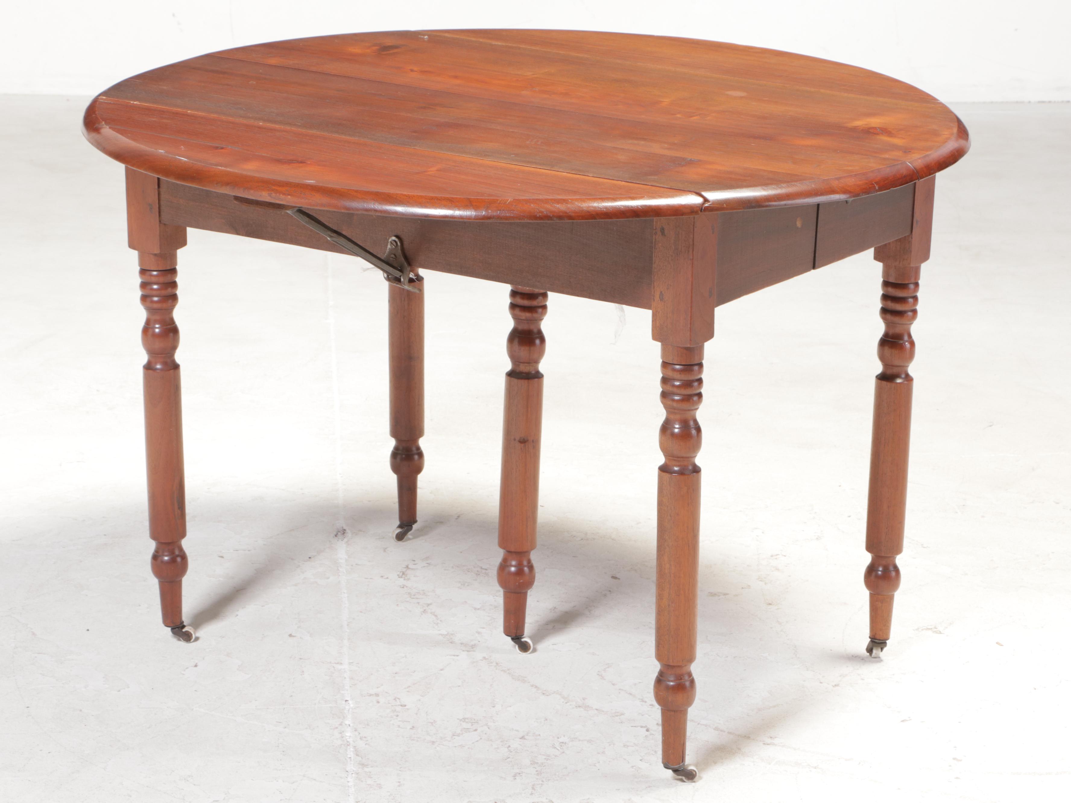 American Primitive Walnut Drop Leaf Extending Dining Table