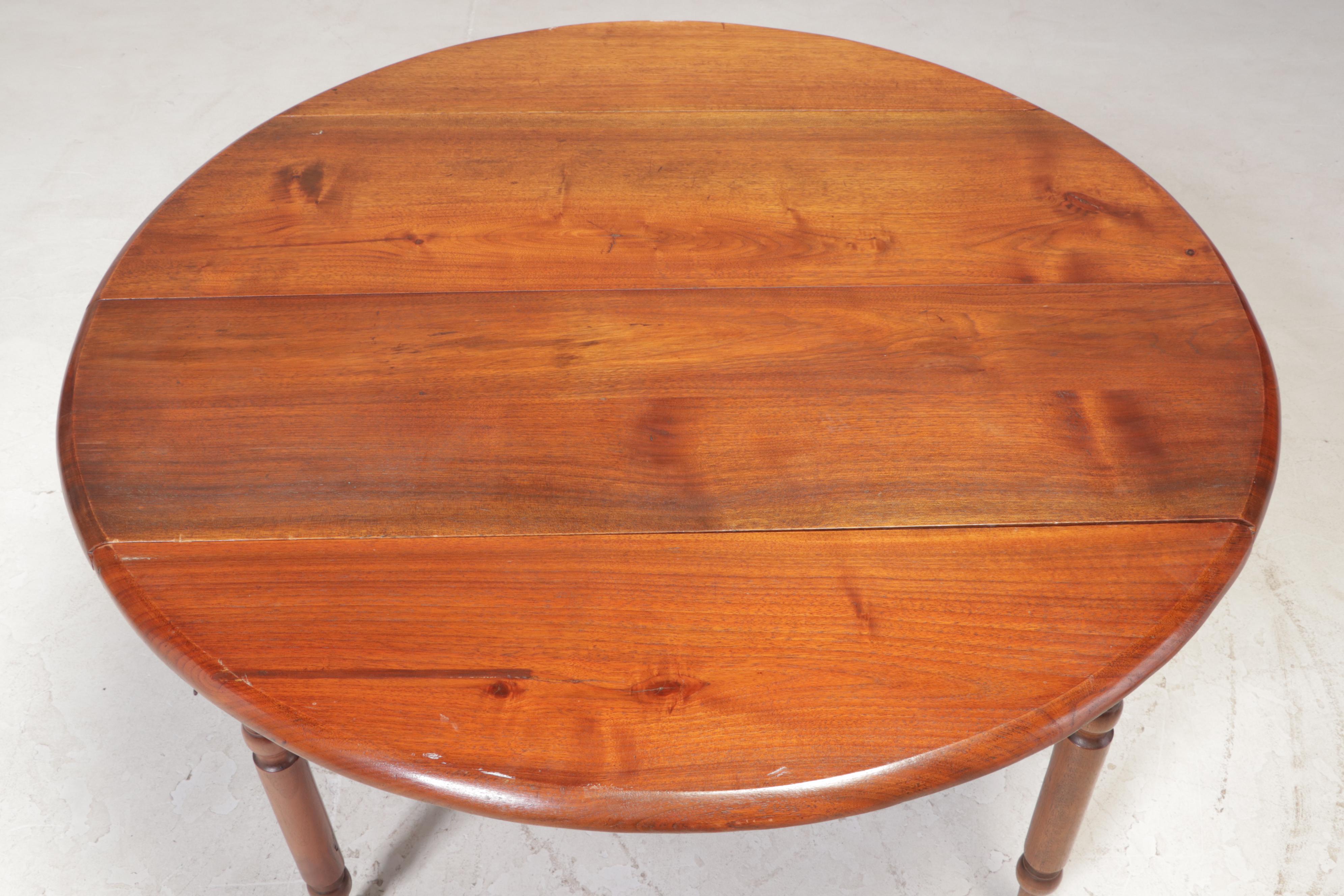 American Primitive Walnut Drop Leaf Extending Dining Table