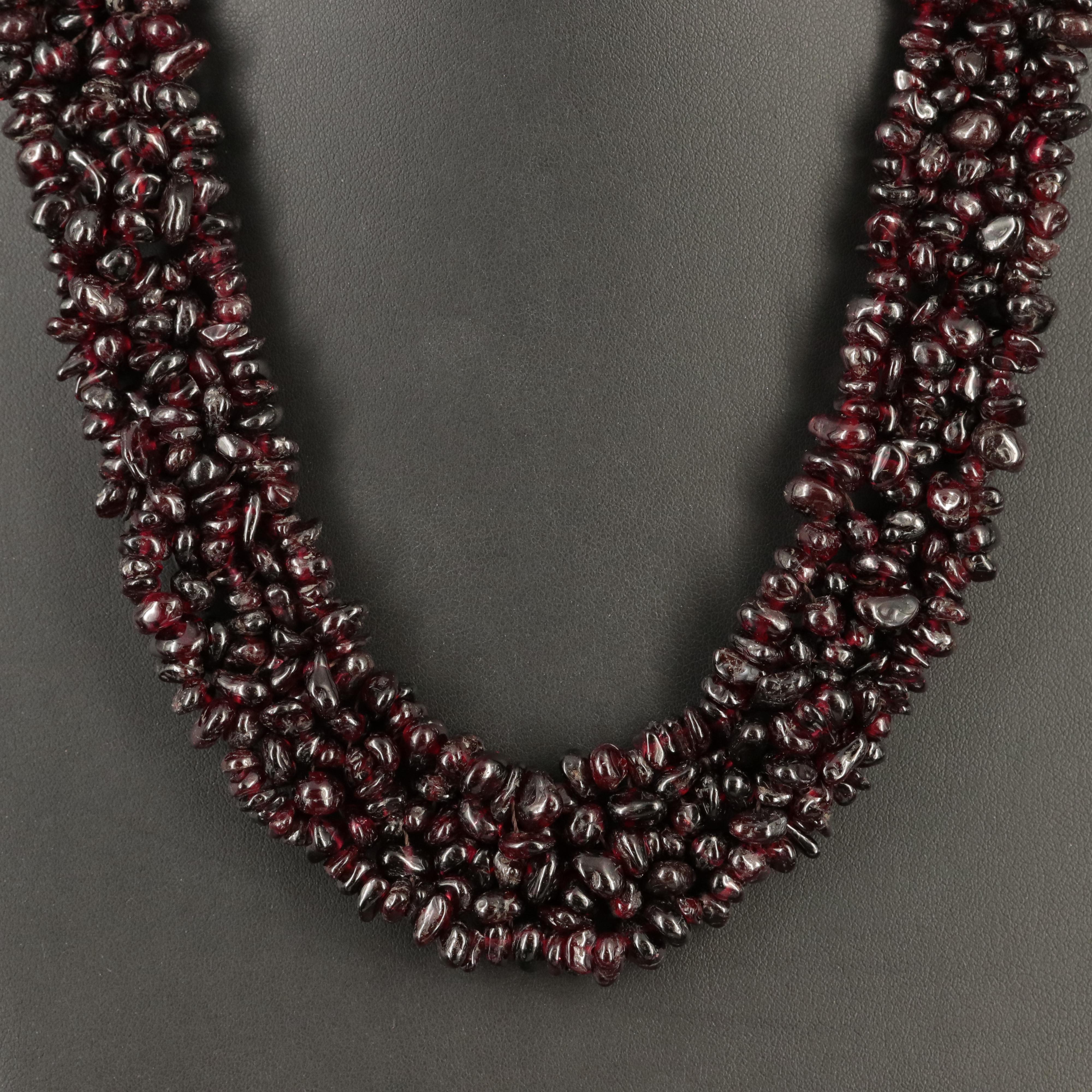 Sterling Garnet Woven Necklace