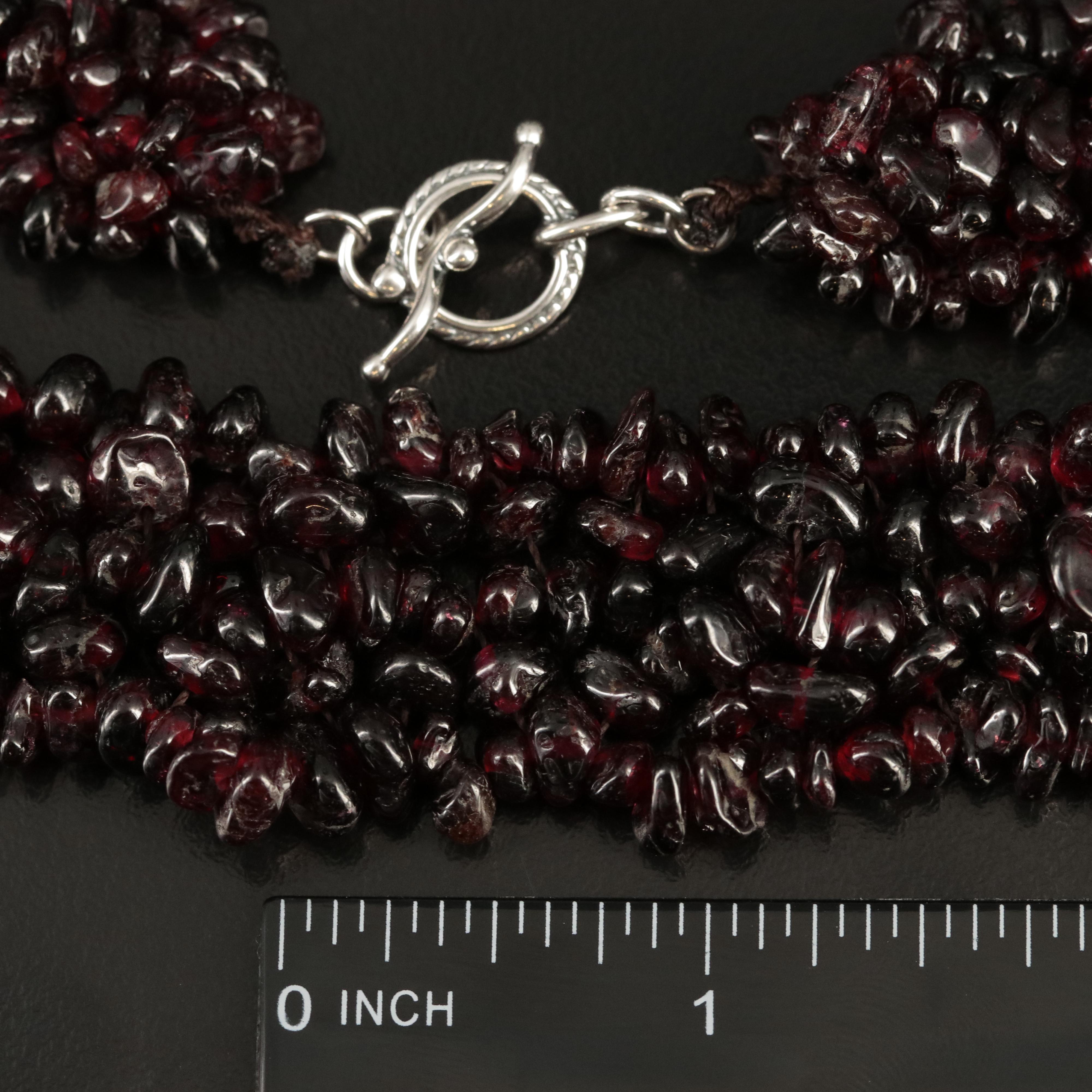 Sterling Garnet Woven Necklace