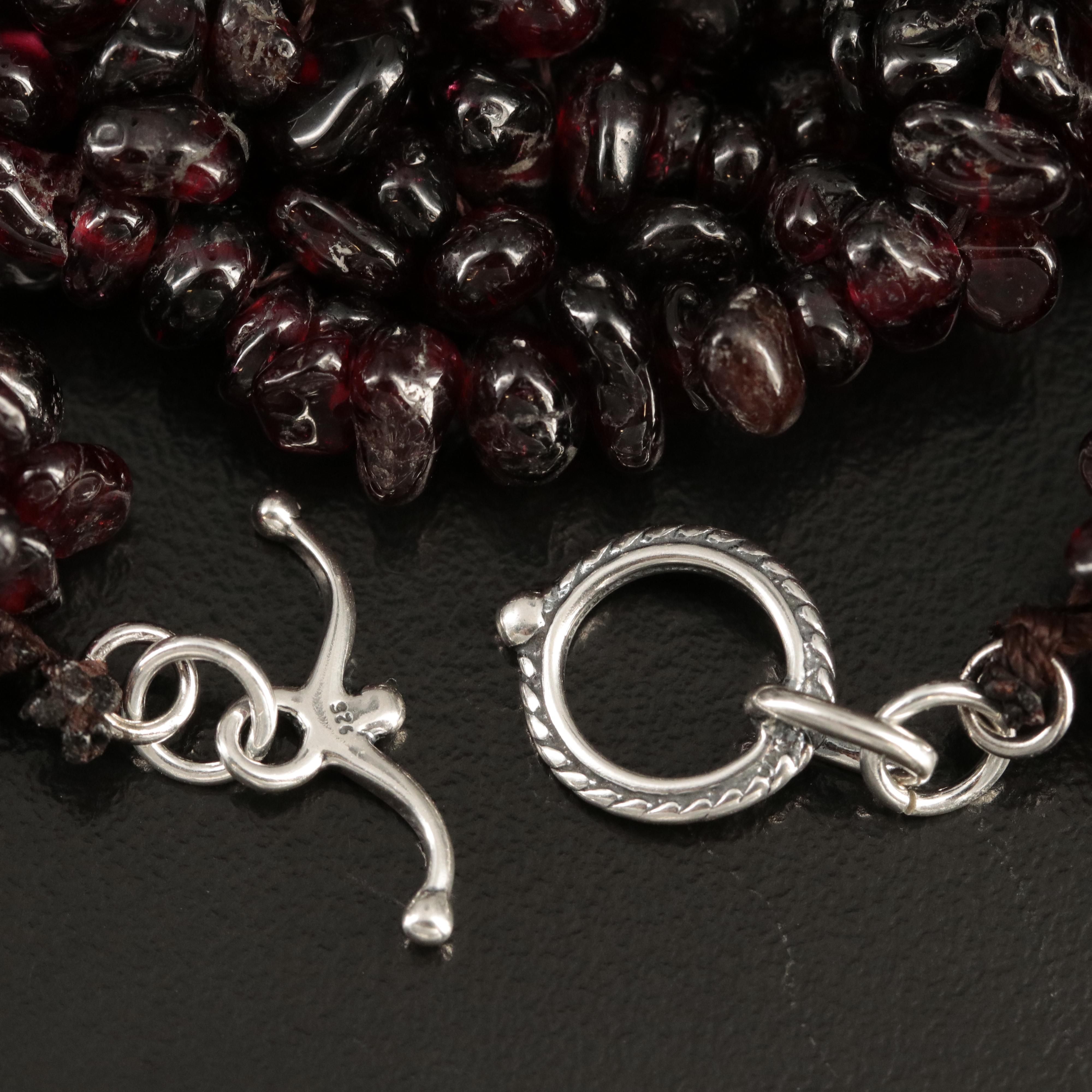 Sterling Garnet Woven Necklace